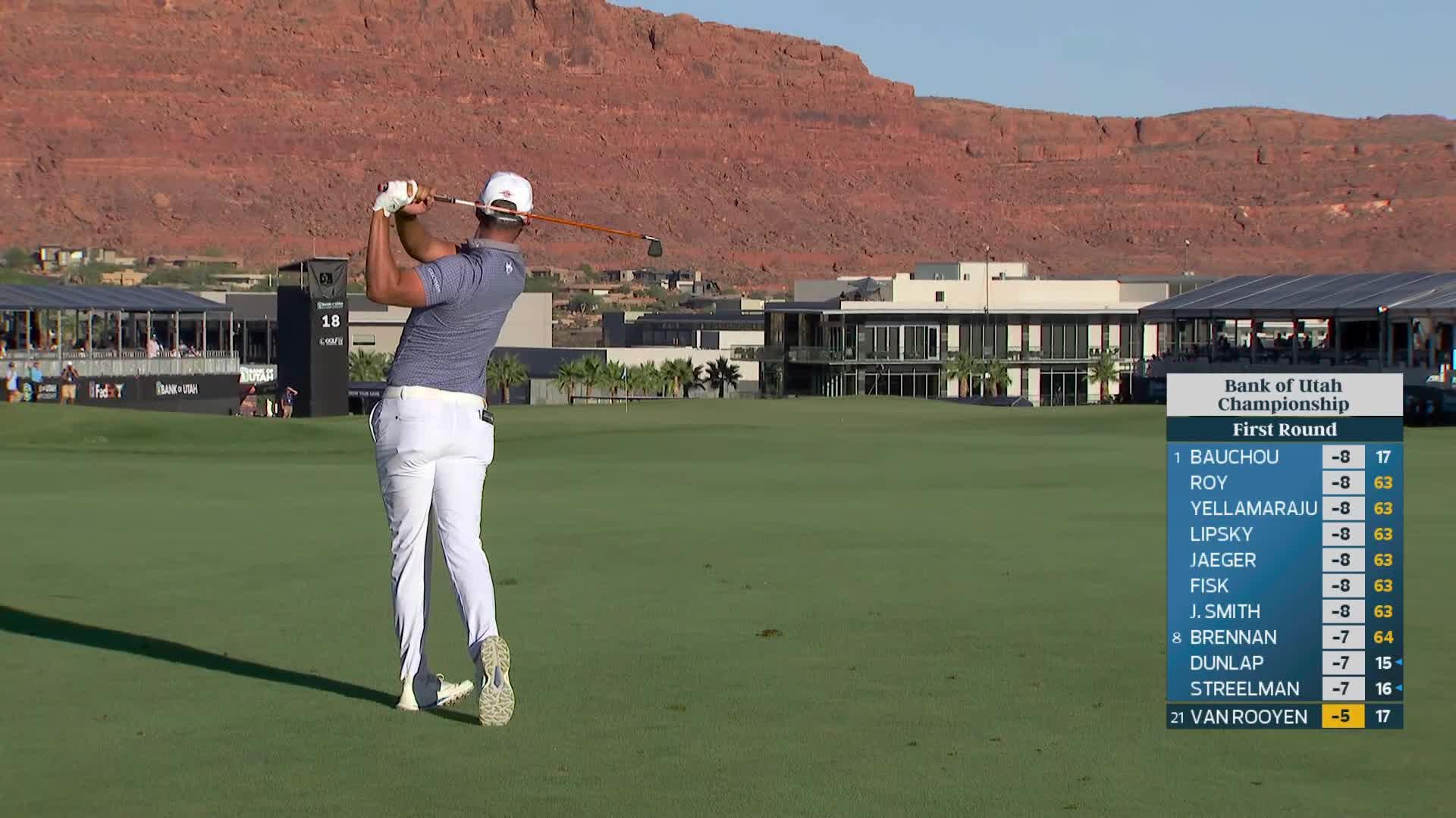 Erik van Rooyen sinks 3-foot birdie putt on No. 18 at Bank of Utah
