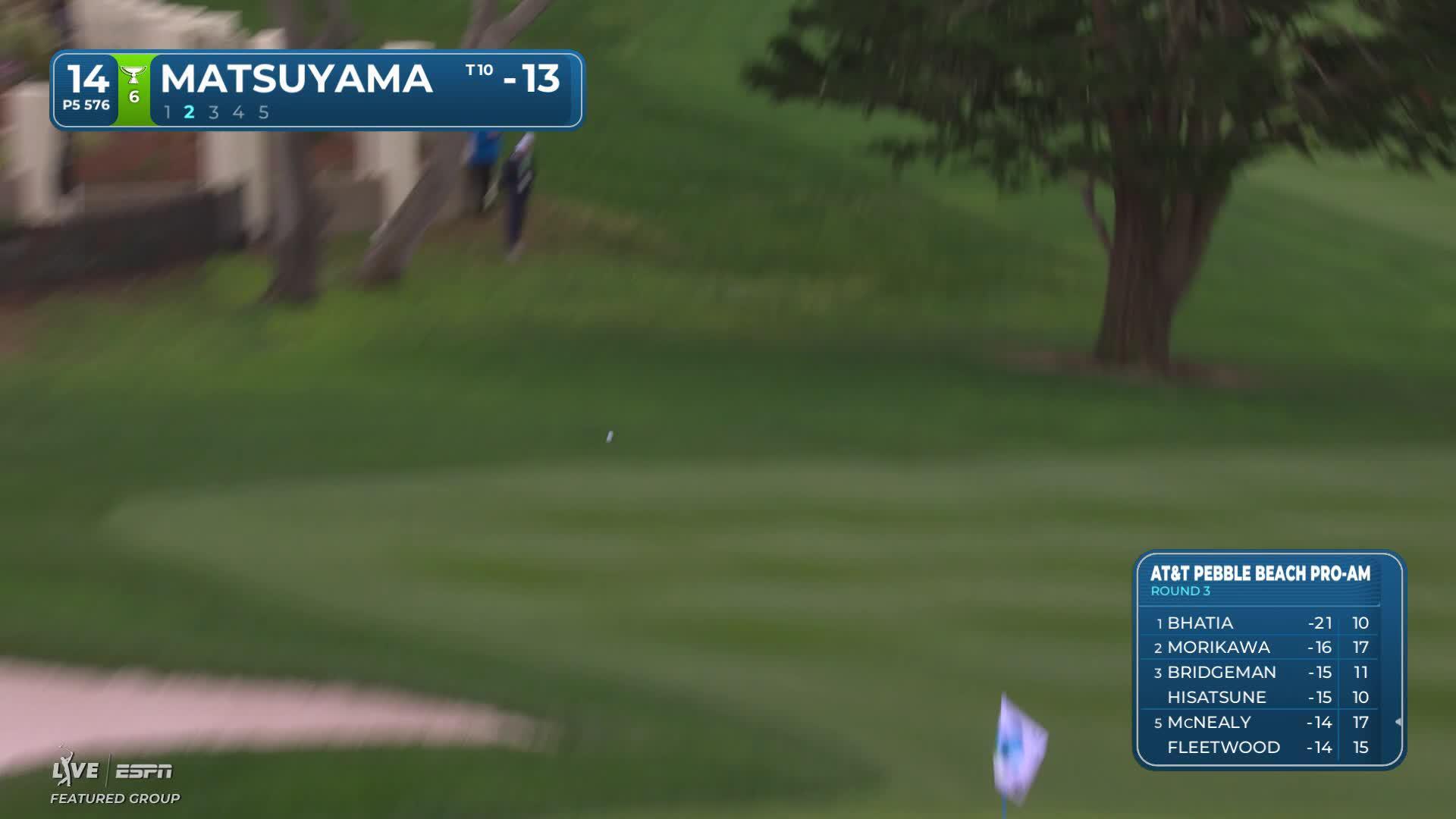 Hideki Matsuyama makes birdie on No. 14 at AT&T Pebble Beach