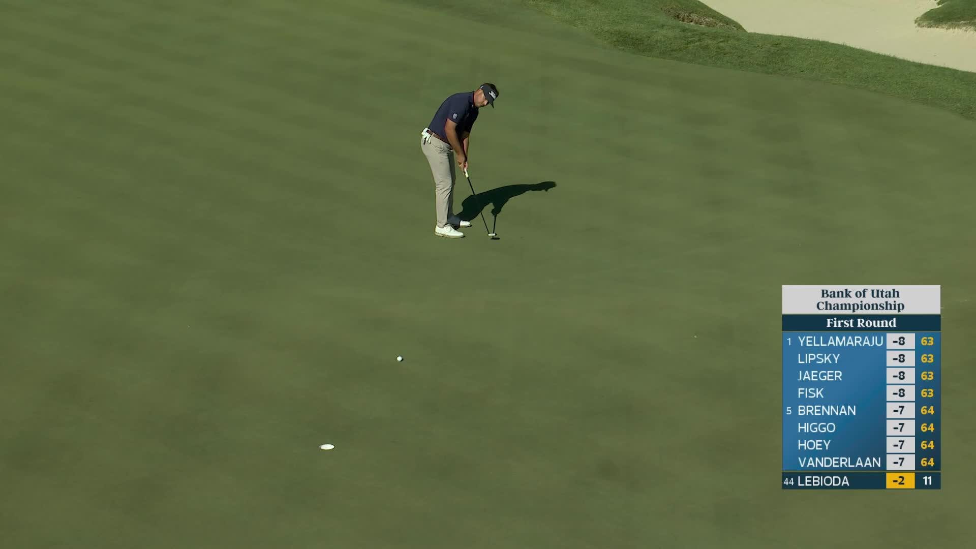 Hank Lebioda drains 23-foot birdie putt on No. 12 at Bank of Utah