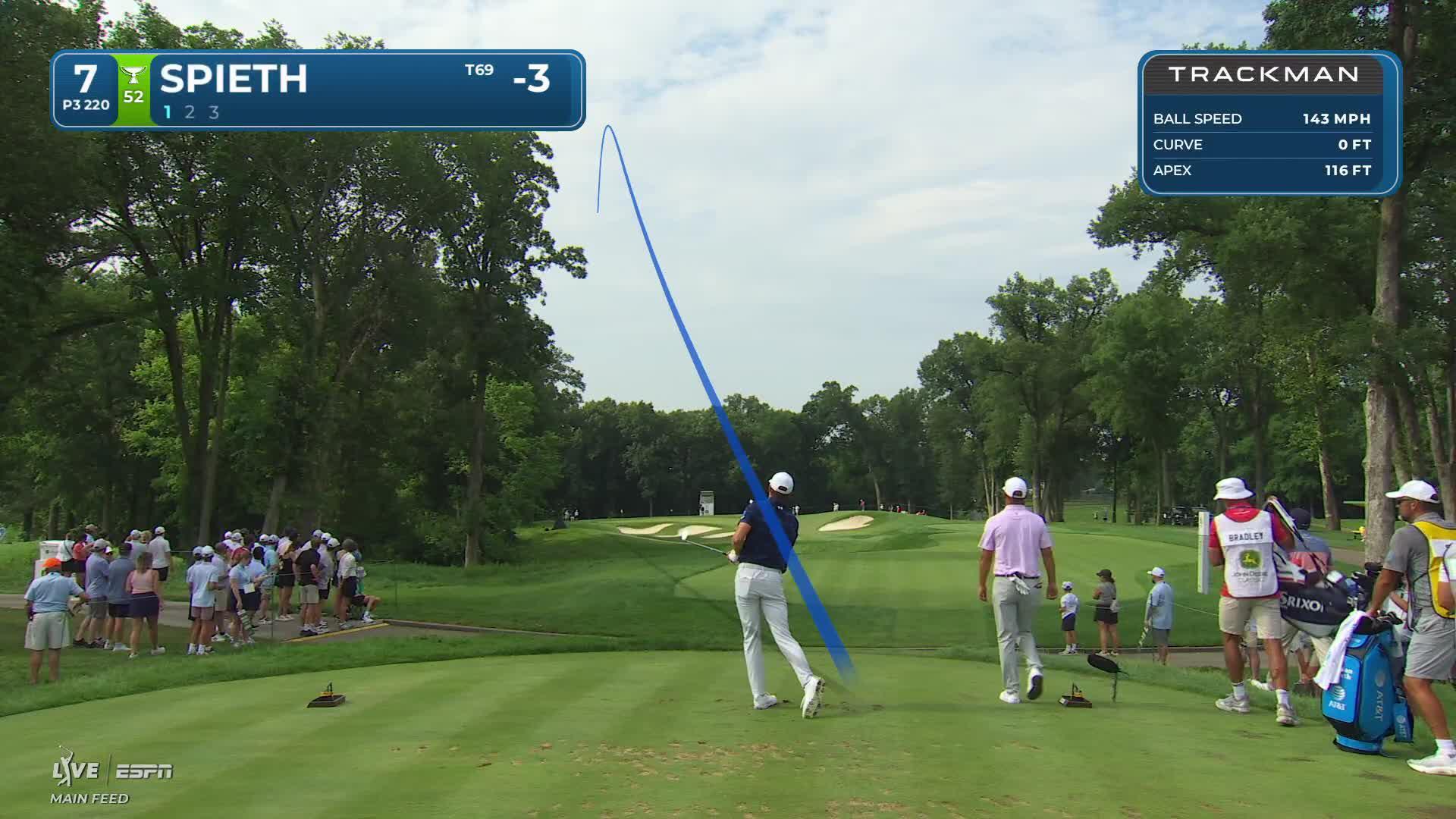 Jordan Spieth hits tee shot to 12 feet, sets up birdie on No. 7 at John Deere