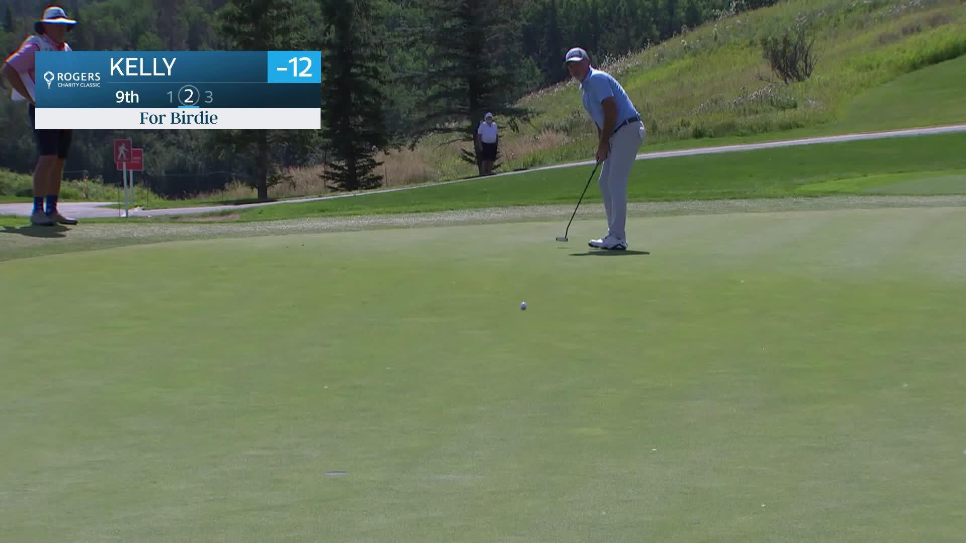 Jerry Kelly makes birdie putt on No. 9 at Rogers Charity Classic