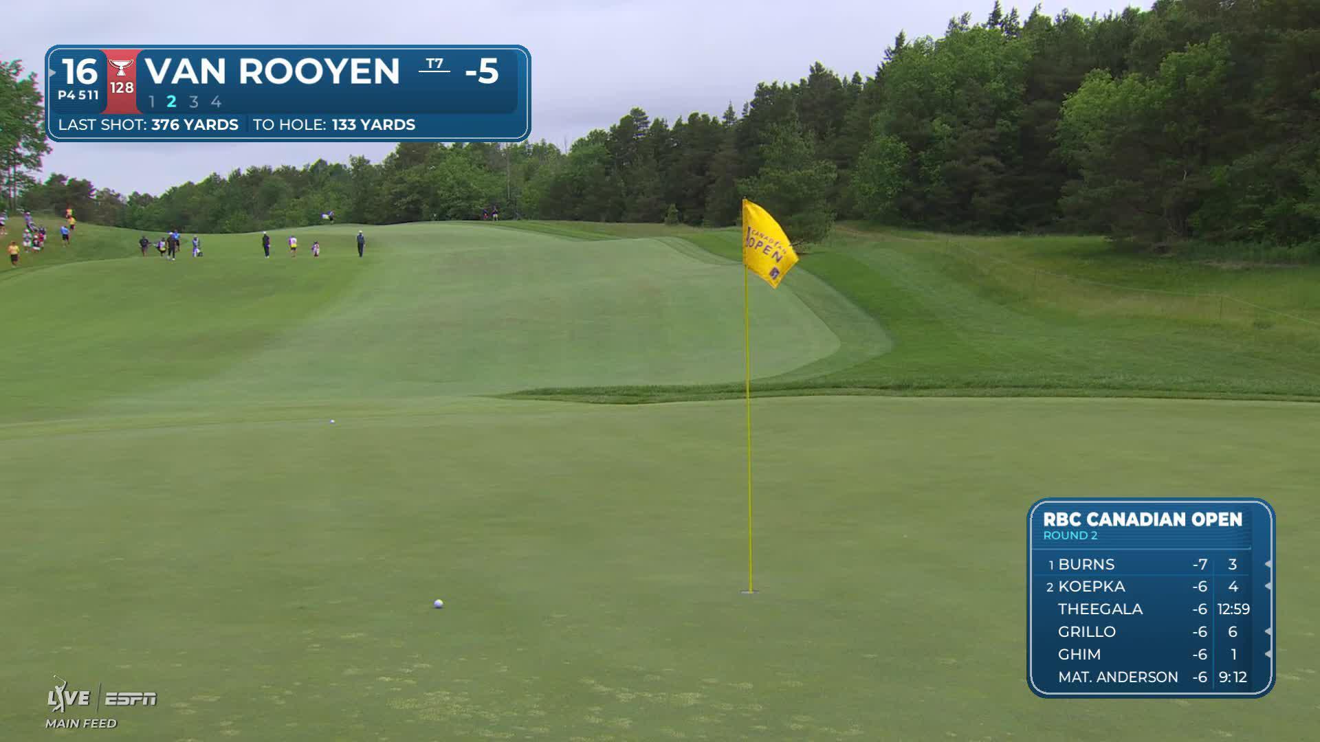 Erik van Rooyen's 132-yard approach sets up birdie on No. 16 at RBC Canadian