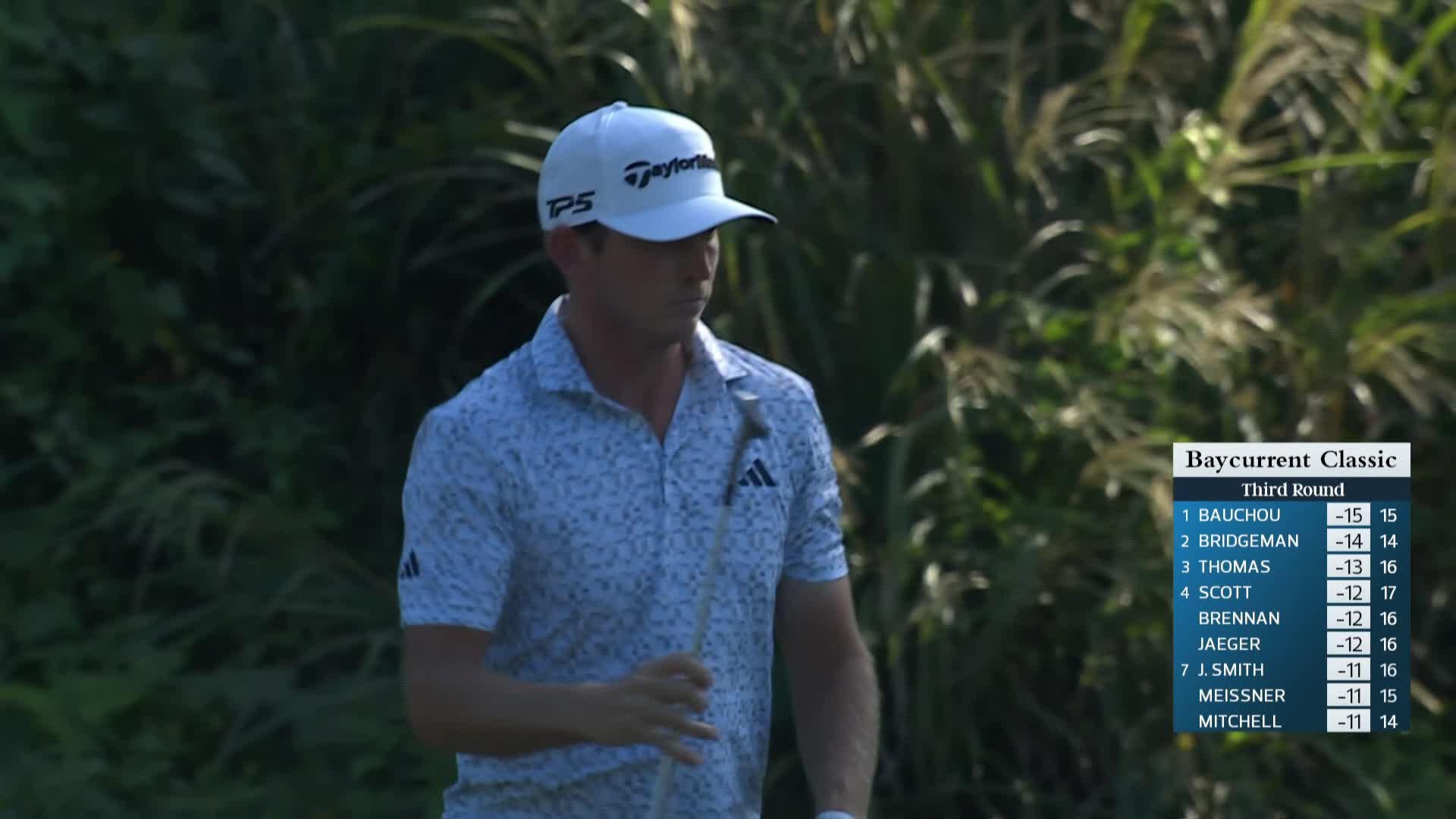 Jacob Bridgeman's 94-yard approach sets up birdie on No. 15 at Baycurrent
