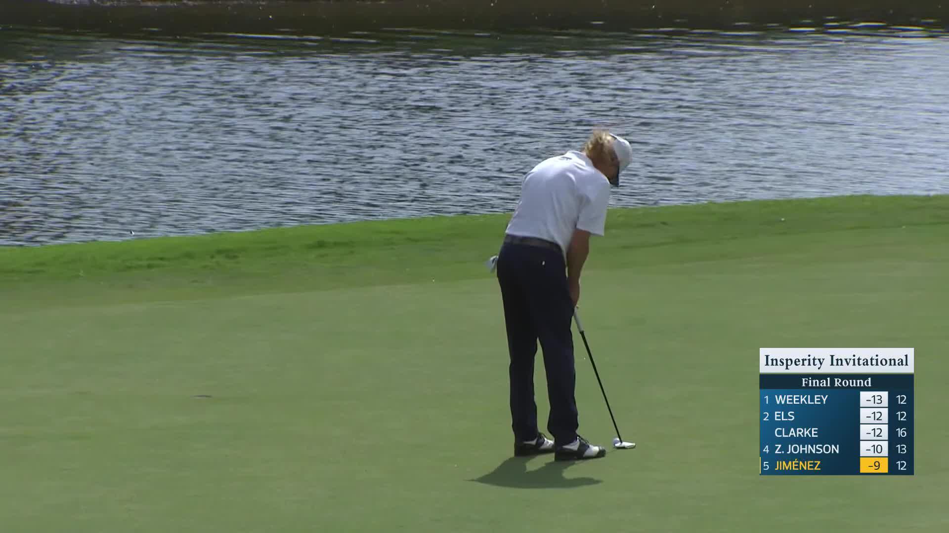 Miguel Angel Jiménez makes birdie on No. 13 at Insperity Invitational