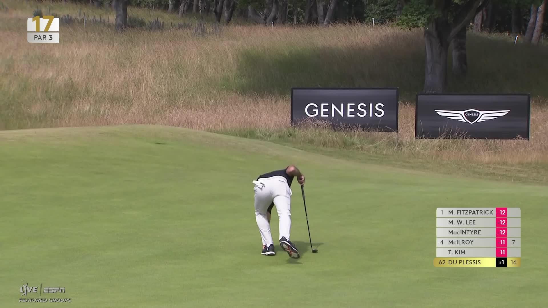 Hennie Du Plessis hits tee shot to 1 foot on No. 17 at Genesis Scottish Open