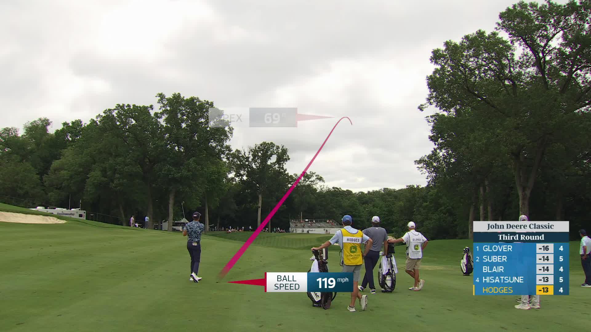 Lee Hodges's 166-yard approach sets up birdie on No. 5 at John Deere