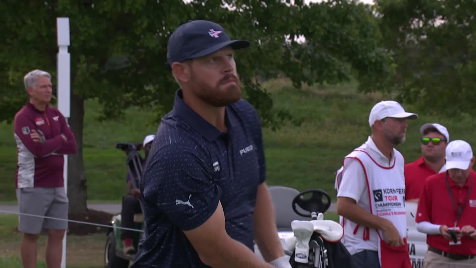 Kyle Westmoreland makes eagle putt on No. 16 at Korn Ferry Tour Champ