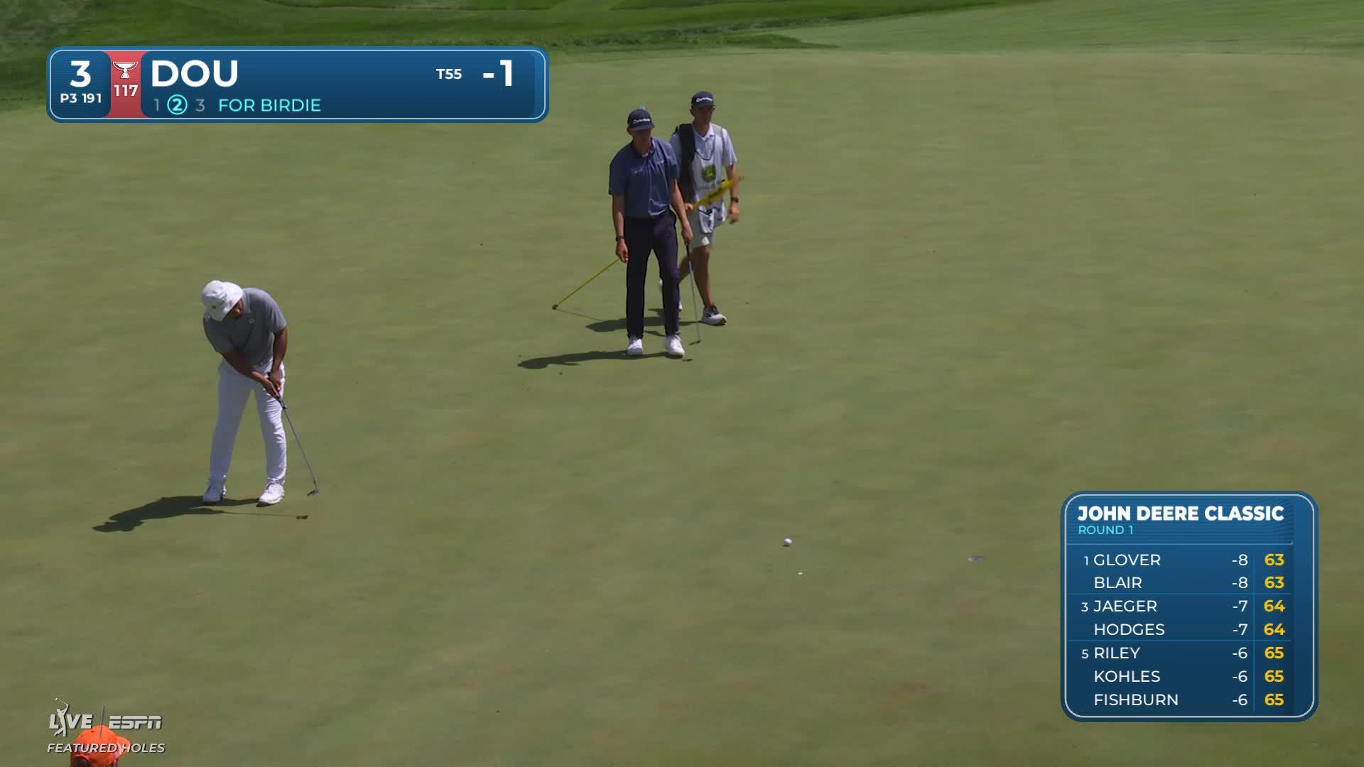 Zecheng Dou sinks 16-foot birdie putt on No. 3 at John Deere