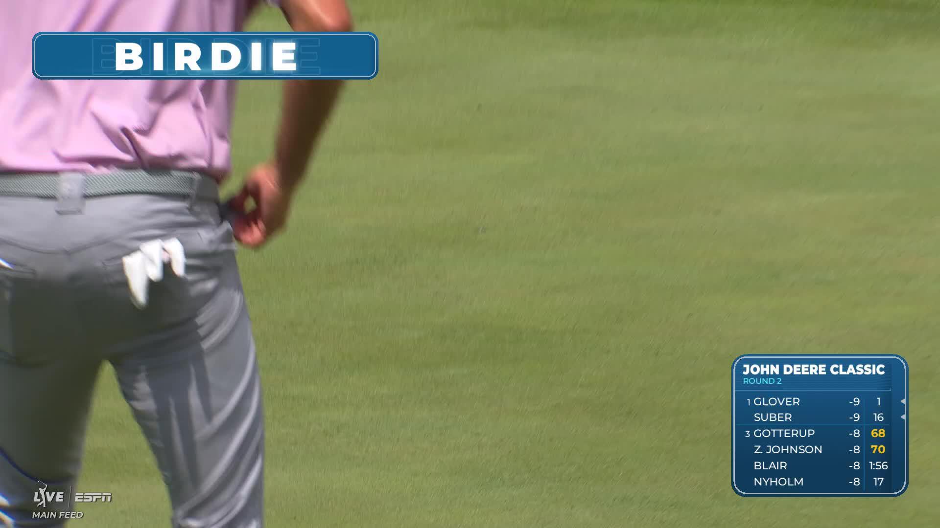 Taylor Pendrith holes 29-foot shot for birdie on No. 11 at John Deere