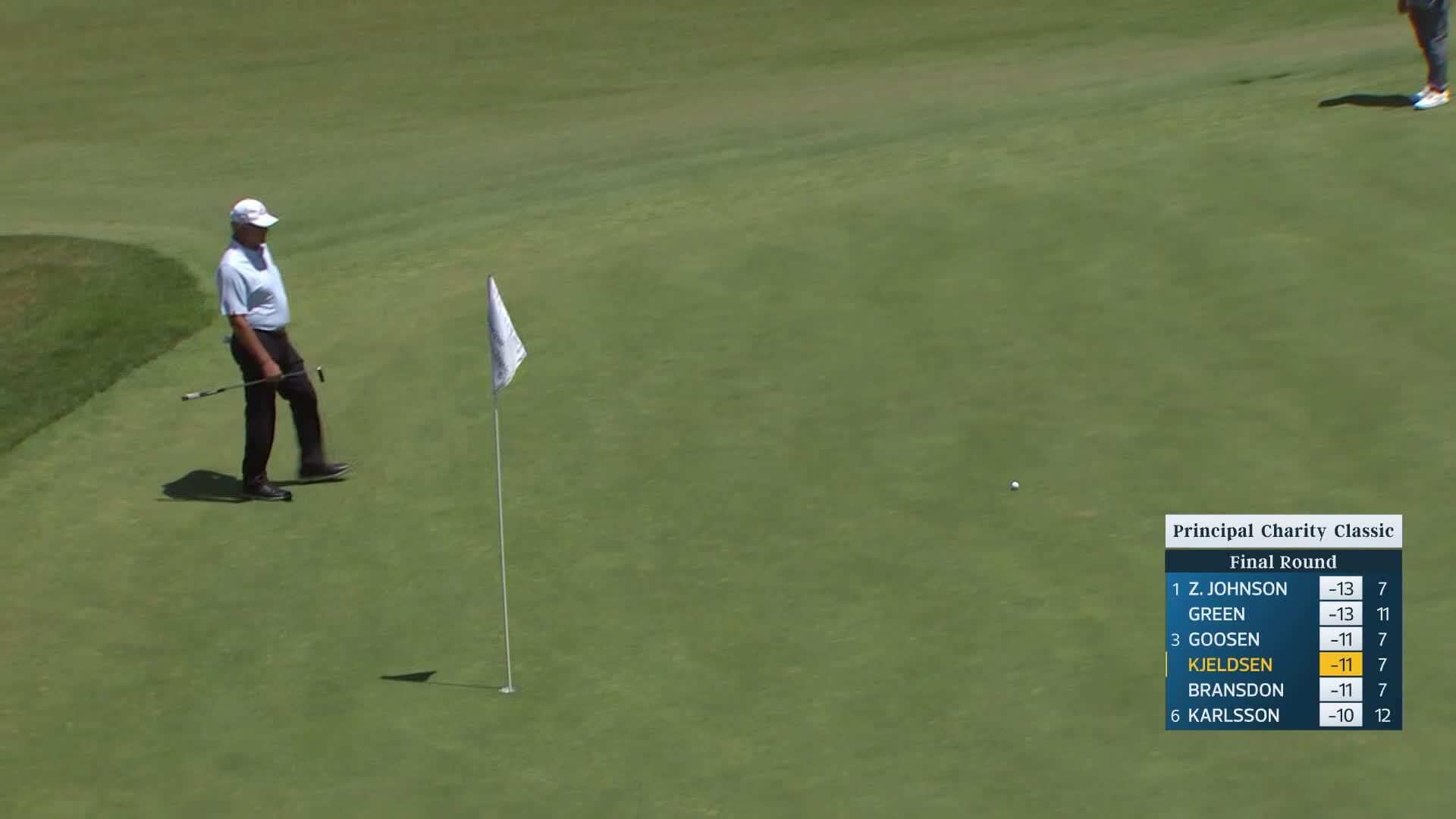 Søren Kjeldsen makes birdie on No. 8 at Principal Charity Classic