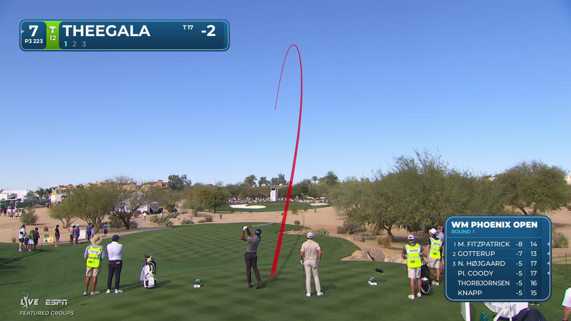 Sahith Theegala sends tee shot to 10 feet, sets up birdie on No. 7 at WM Phoenix Open
