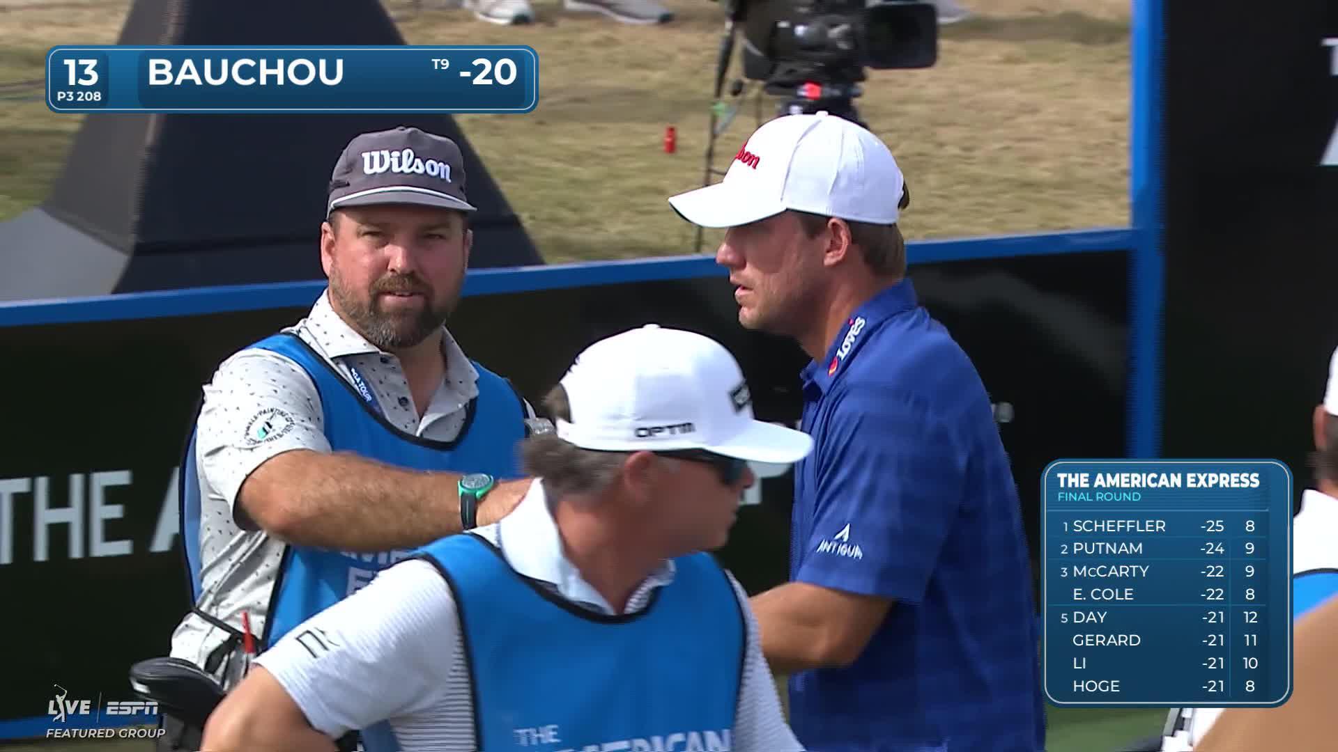 Zachary Bauchou lands tee shot on No. 13 green, sets up birdie at American Express