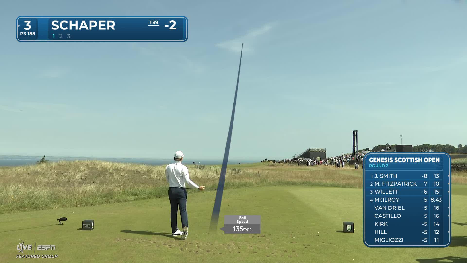 Jayden Schaper drains 78-foot birdie putt on No. 3 at Genesis Scottish Open