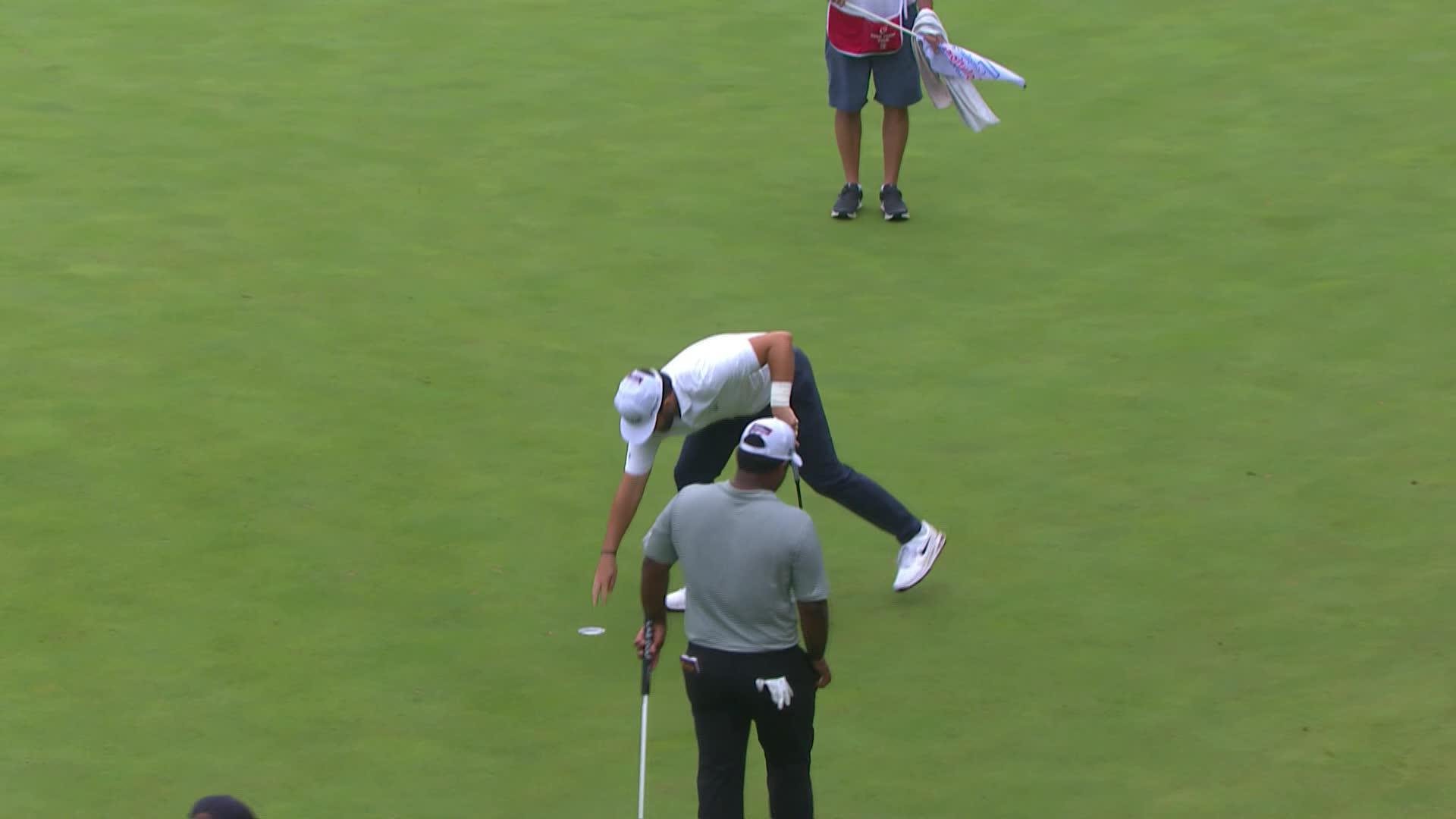 Hayden Buckley makes birdie on No. 18 at Compliance Solutions