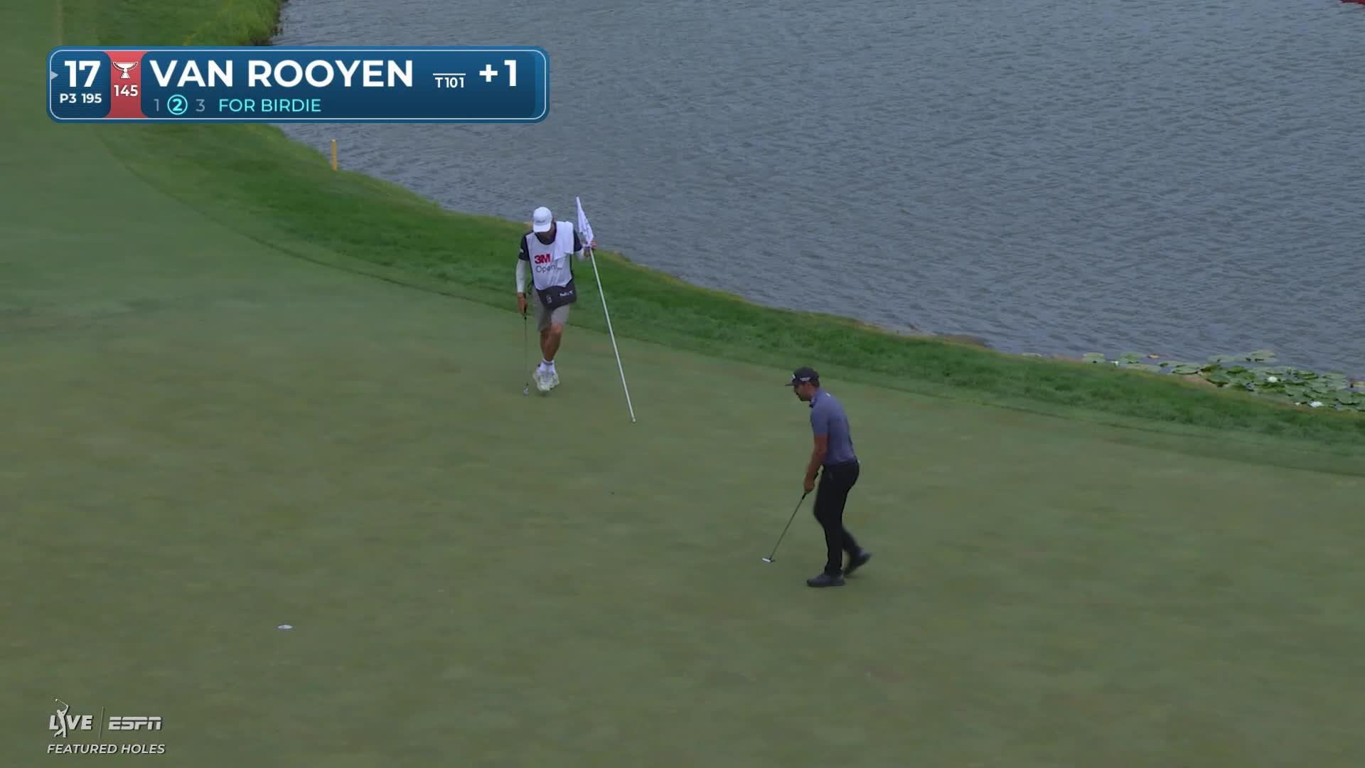Erik van Rooyen sinks 16-foot putt for birdie on No. 17 at 3M Open