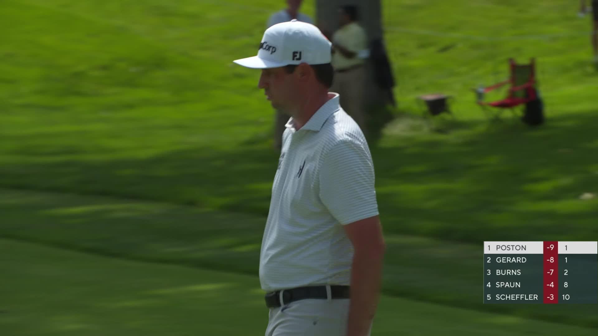 J.T. Poston's 119-yard approach sets up birdie on No. 2 at the Memorial