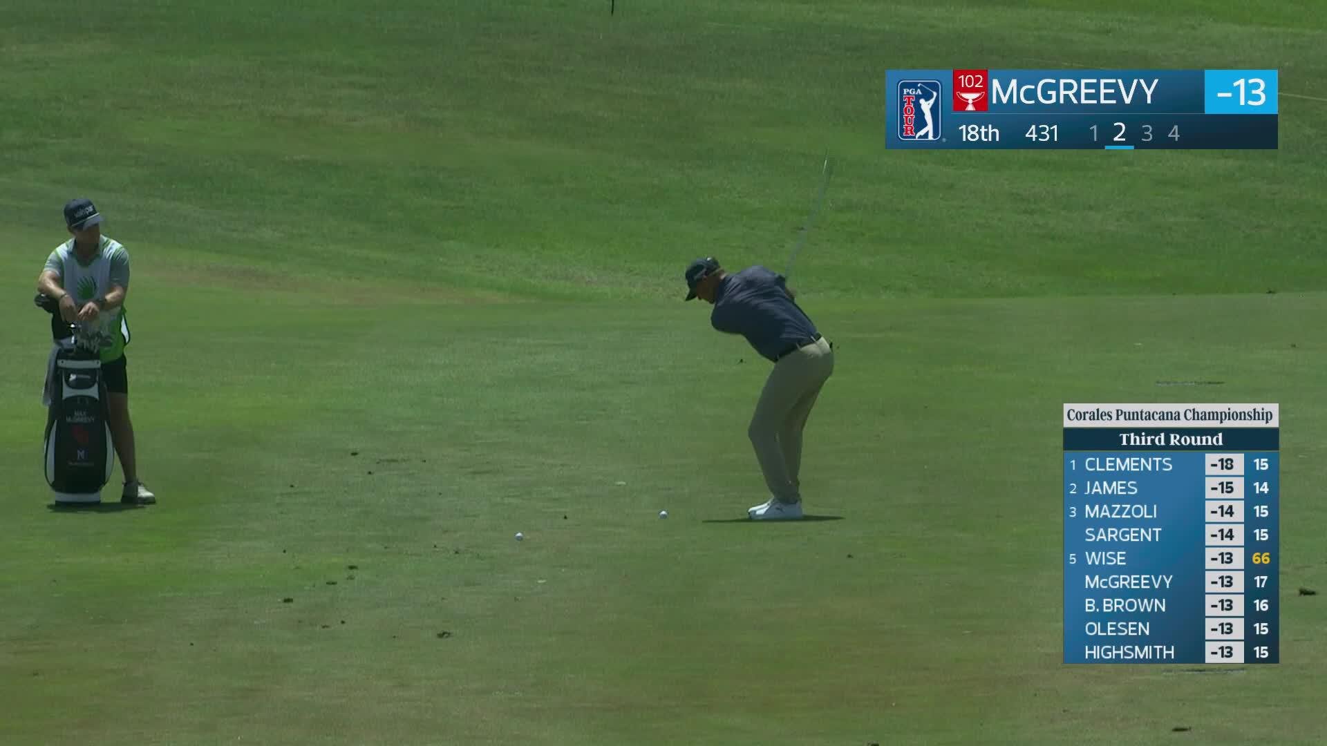 Max McGreevy's 126-yard approach sets up birdie on No. 18 at Corales Puntacana