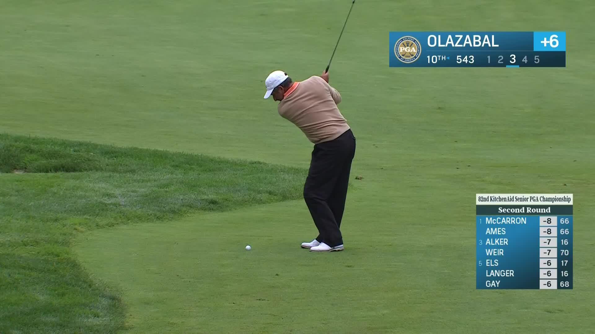 José María Olazábal sticks approach to set up birdie at the KitchenAid Senior PGA Championship