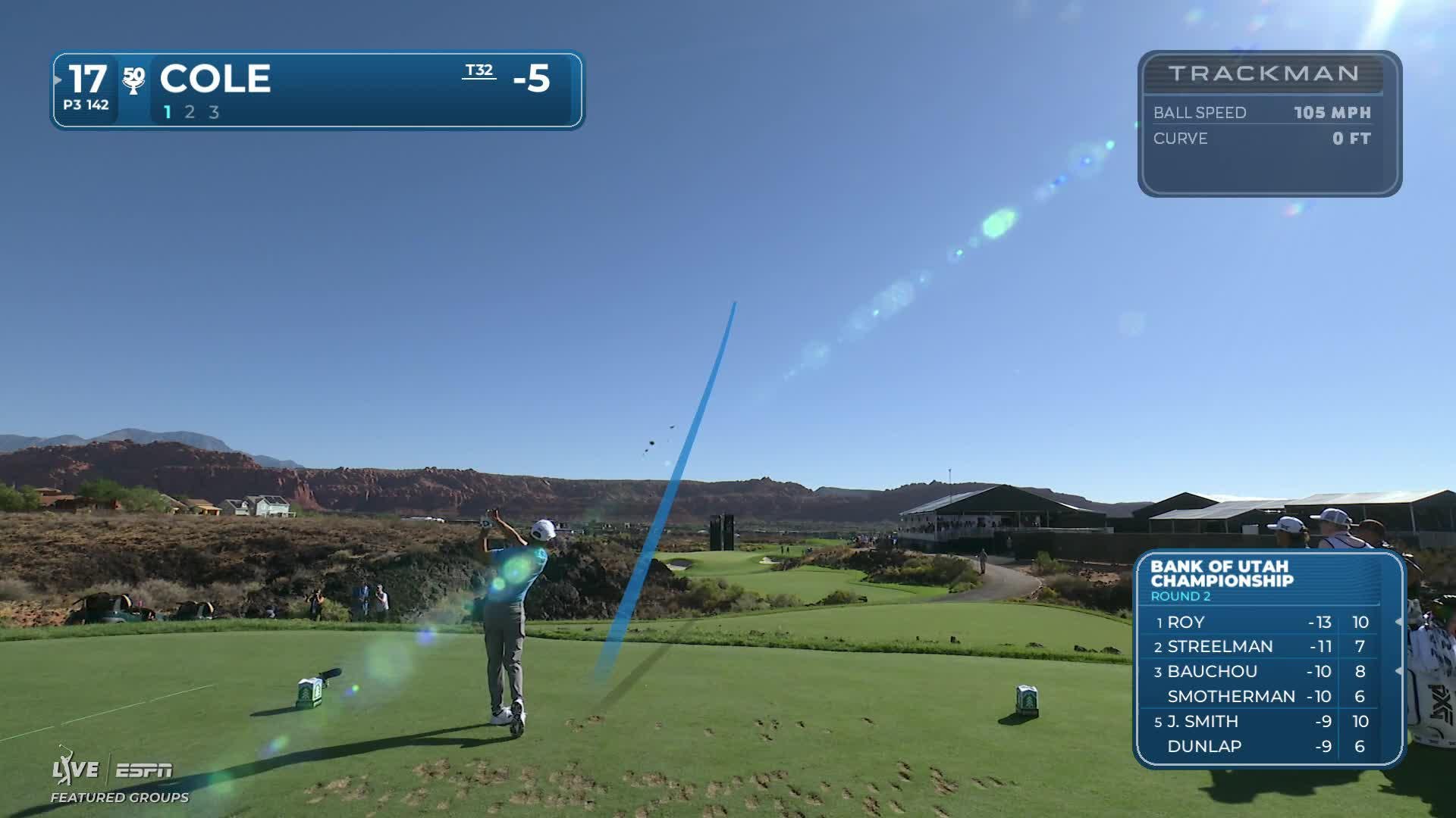 Eric Cole hits tee shot to 10 feet, sets up birdie on No. 17 at Bank of Utah