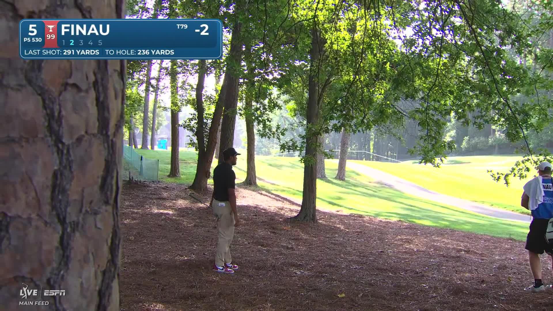 Tony Finau sinks 13-foot eagle putt on No. 5 at Wyndham