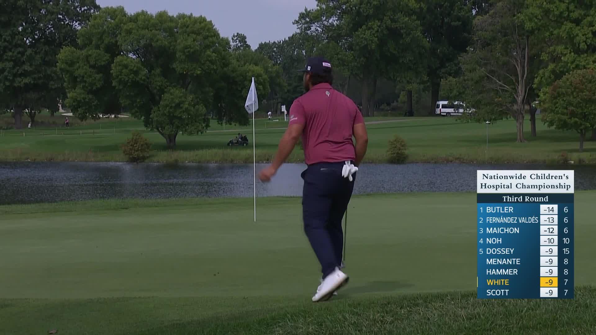 Brett White holes out for birdie on No. 8 at Nationwide Children's