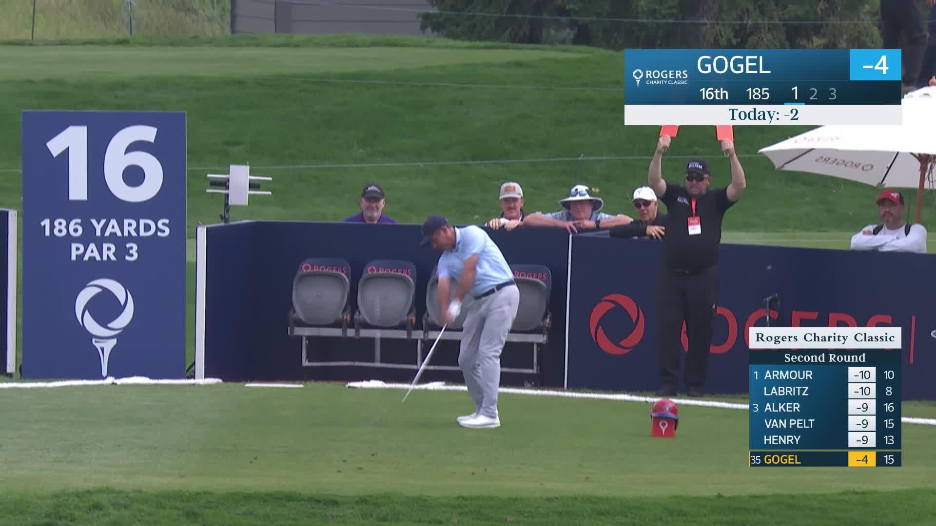 Matt Gogel makes birdie on No. 16 at Rogers Charity Classic