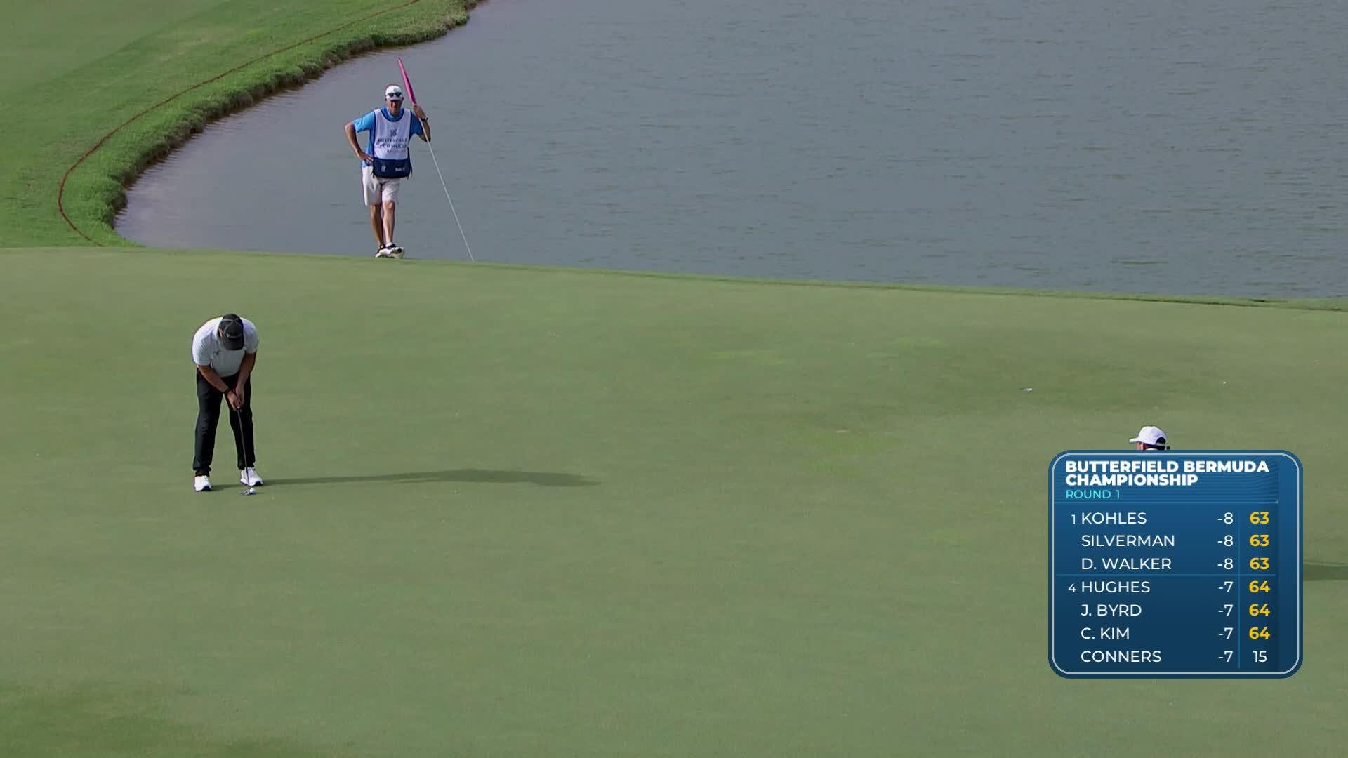 Justin Lower taps in from 1 foot for birdie on No. 17 at Butterfield Bermuda