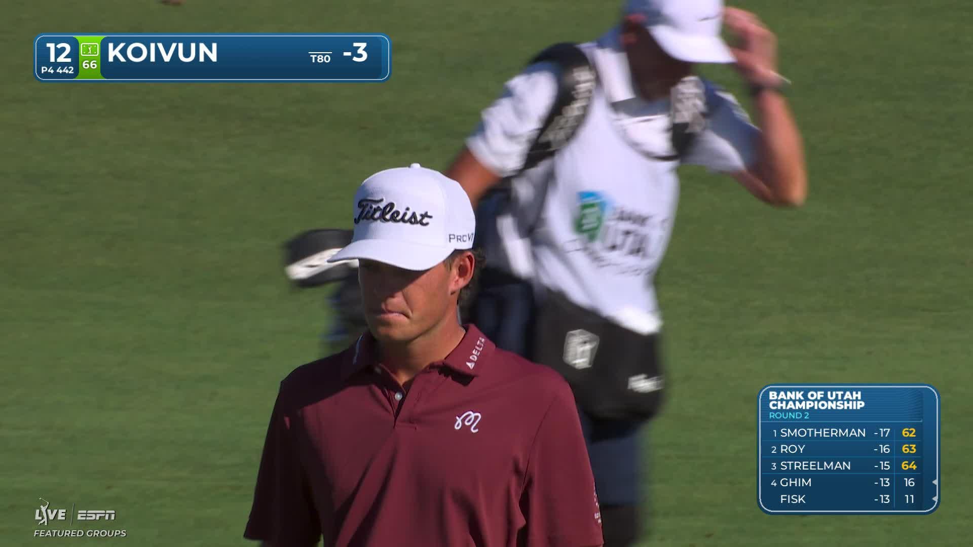 Jackson Koivun nearly drains 165-yard shot, sets up birdie on No. 12 at Bank of Utah