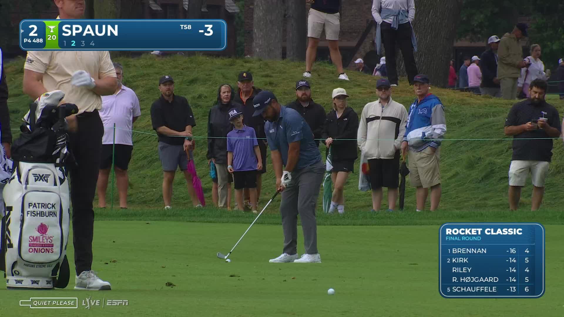 J.J. Spaun gets up-and-down from 192 yards for birdie on No. 2 at Rocket Classic