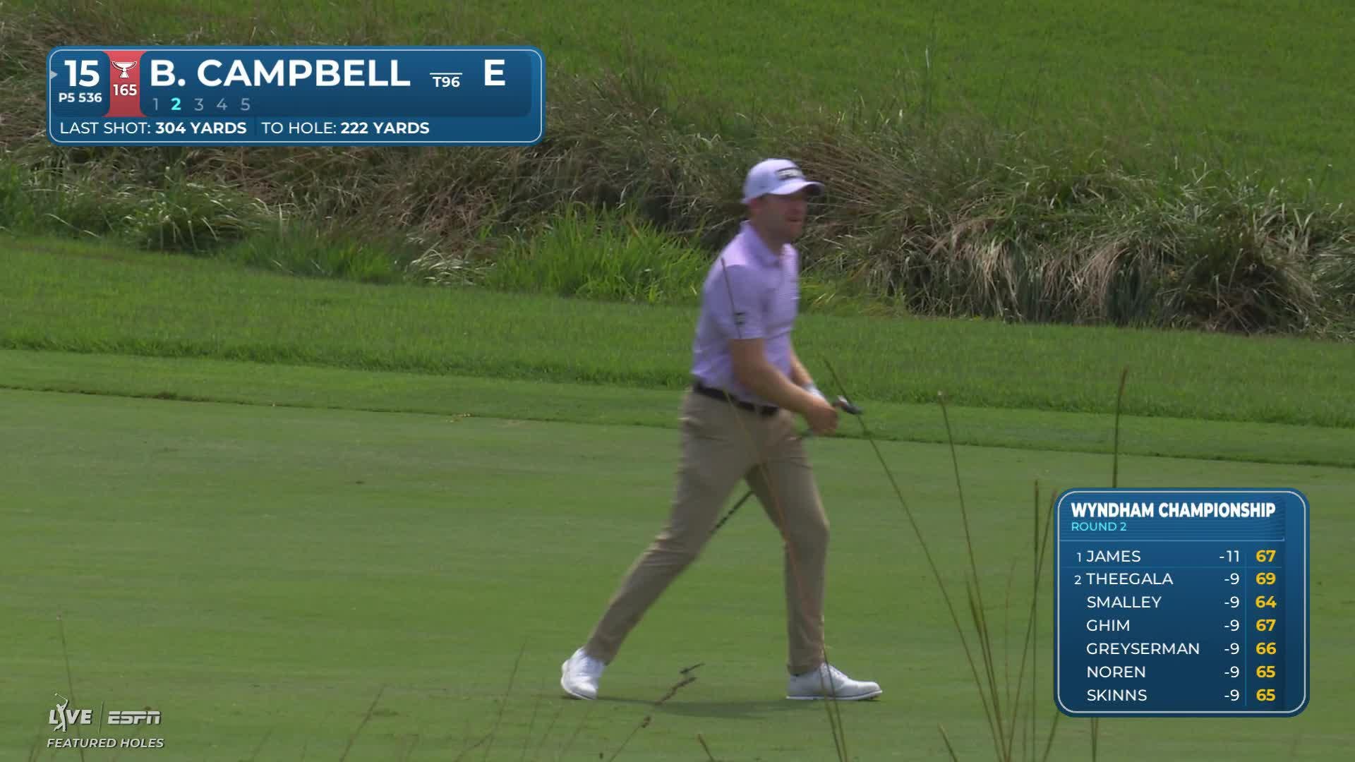 Brian Campbell reaches par-5 No. 15 in two, makes birdie at Wyndham