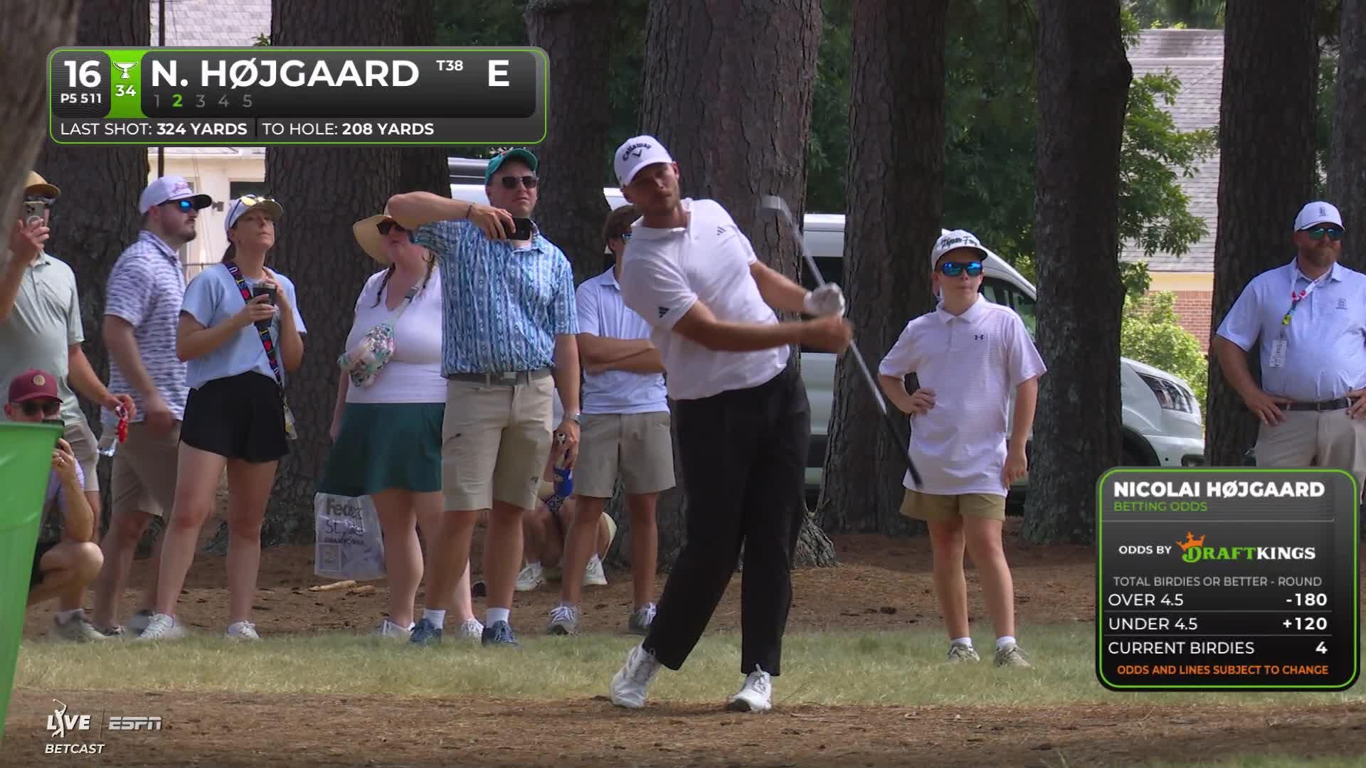Nicolai Højgaard gets up-and-down from 40 feet for birdie on No. 16 at FedEx St. Jude