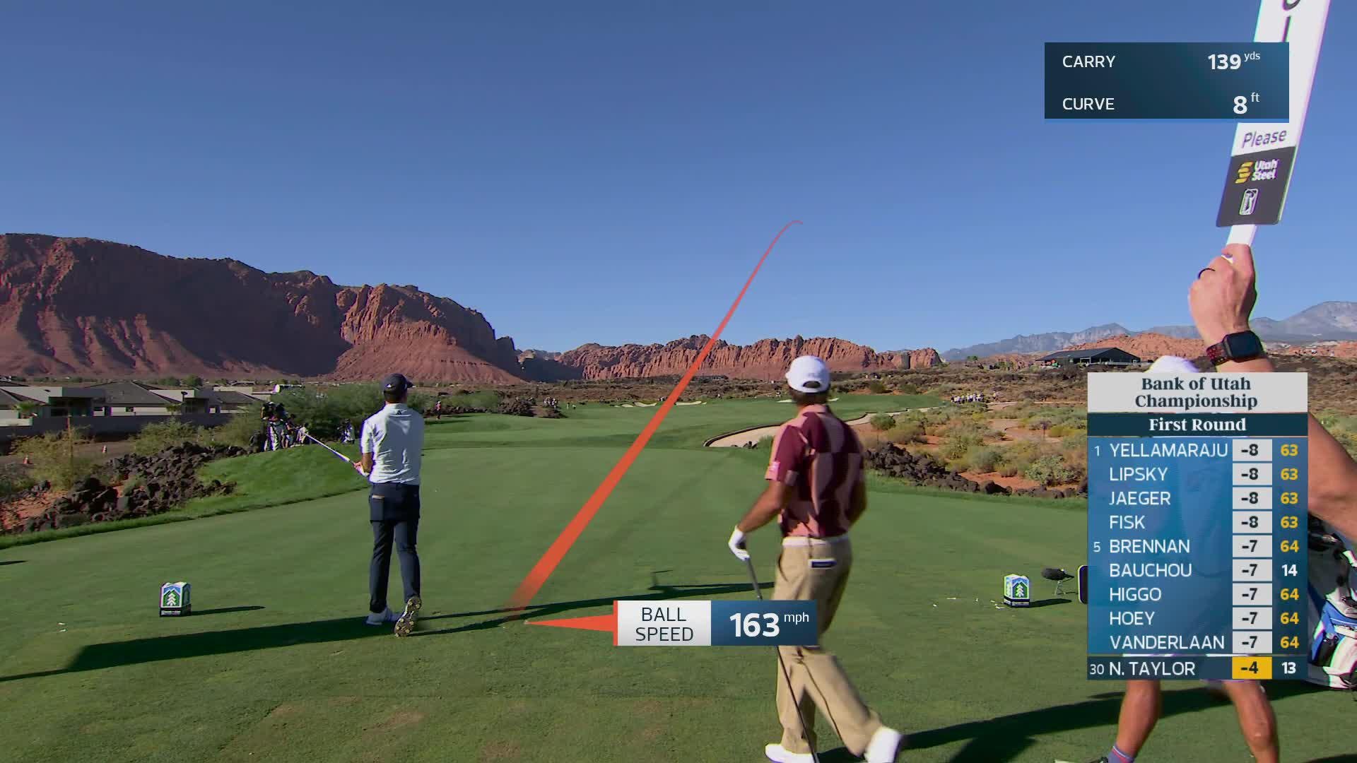 Nick Taylor sinks 2-foot putt for birdie on No. 14 at Bank of Utah