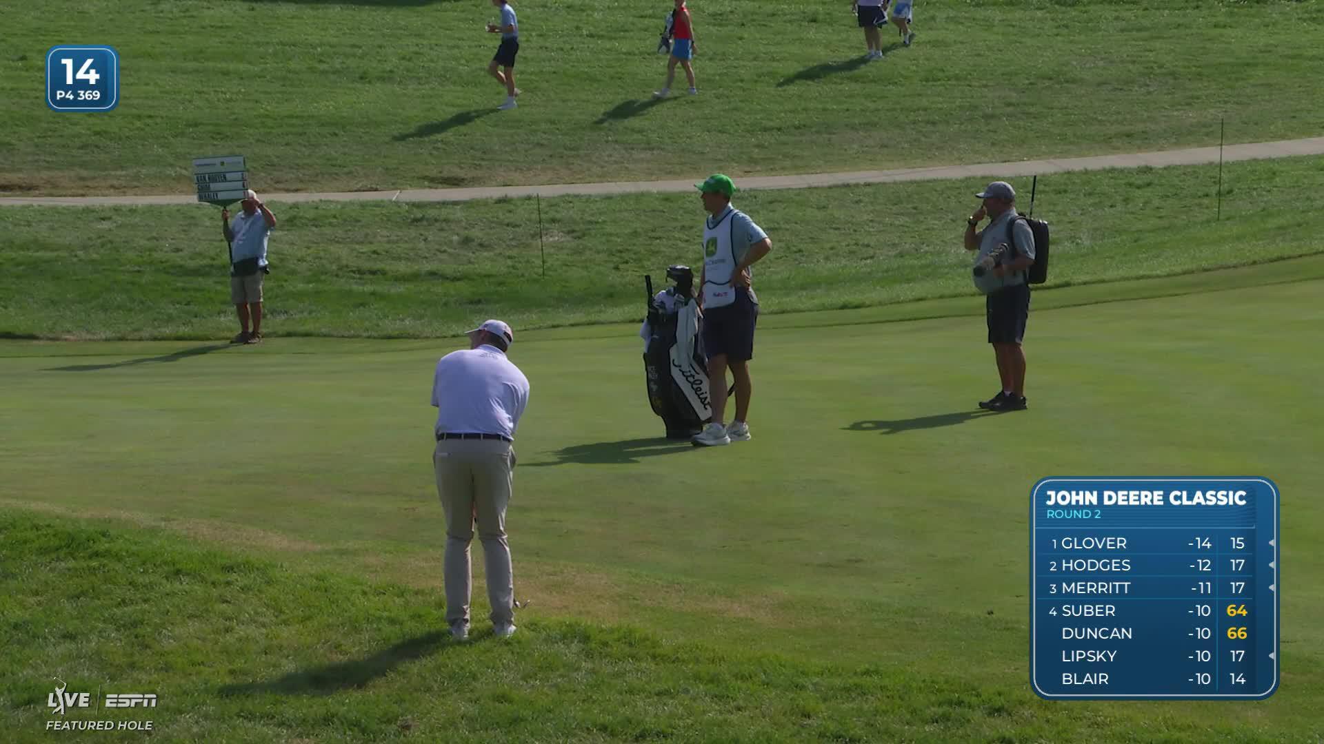 Vince Whaley sinks 4-foot putt for birdie on No. 14 at John Deere