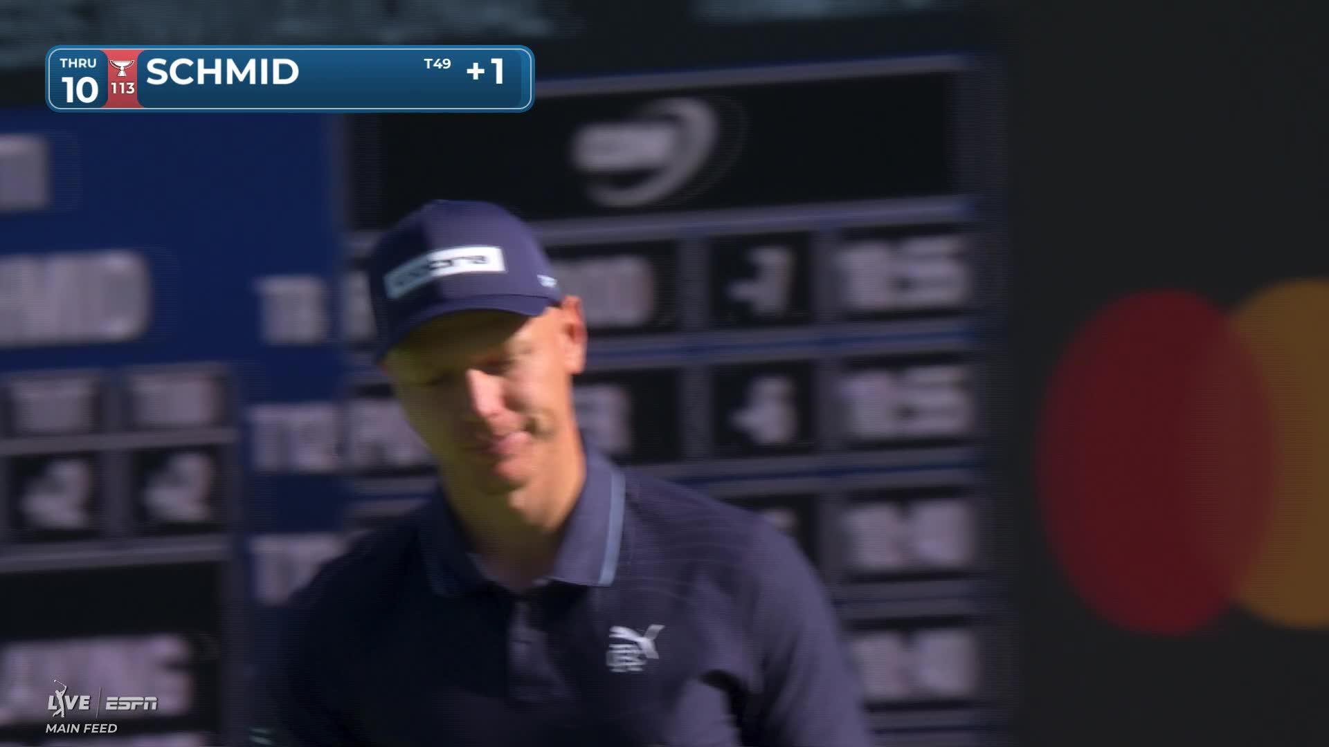 Matti Schmid drains 31-foot birdie putt on No. 10 at The Genesis