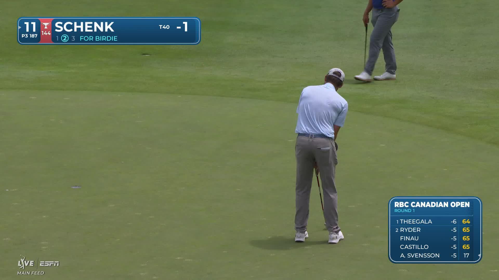 Adam Schenk hits tee shot to 11 feet, sets up birdie on No. 11 at RBC Canadian
