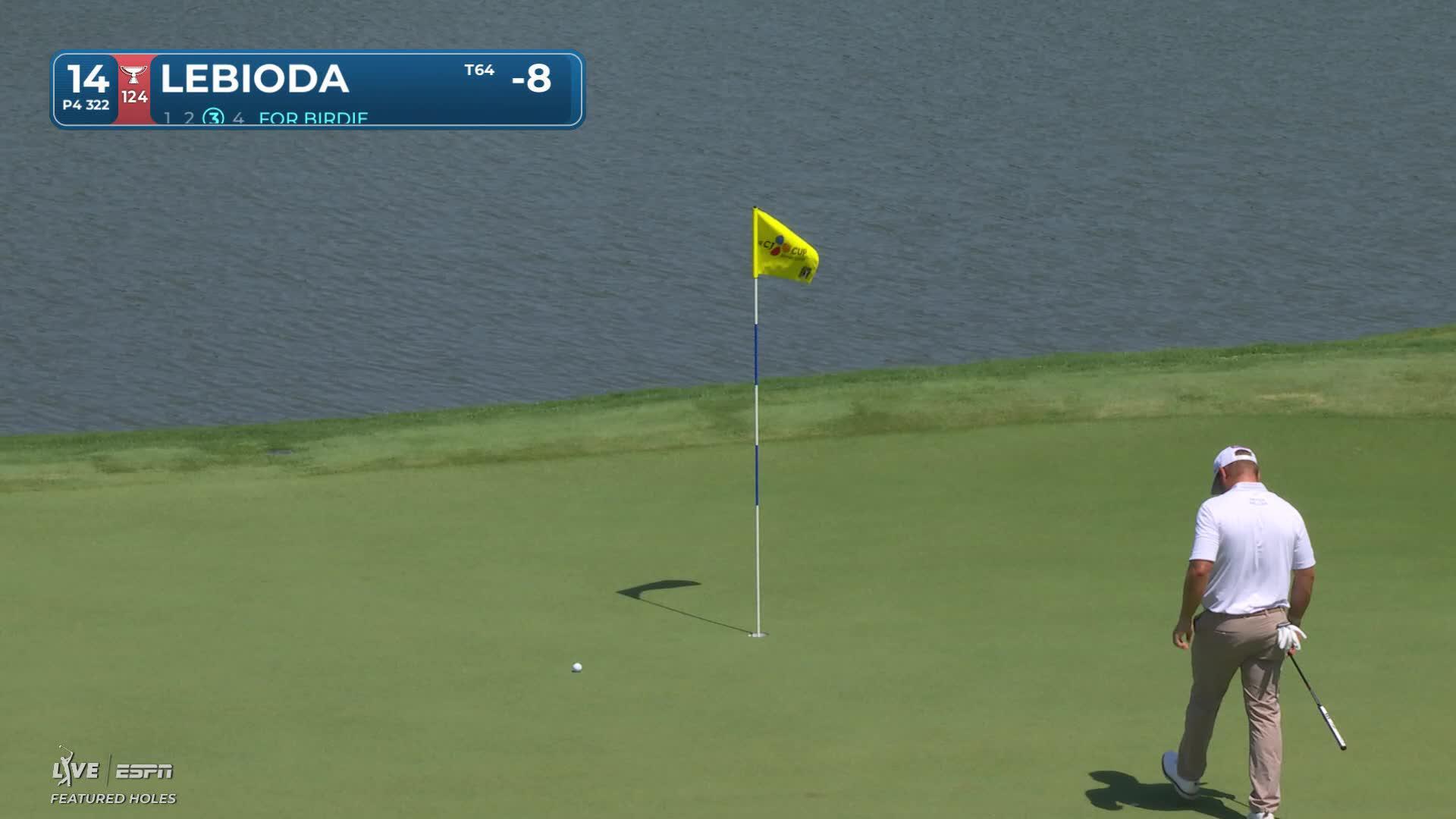 Hank Lebioda sinks 4-foot birdie putt on No. 14 at THE CJ CUP
