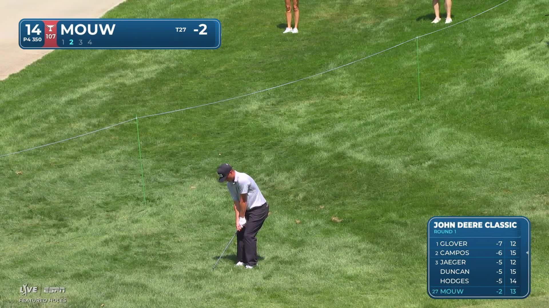 William Mouw drains 6-foot putt for birdie on No. 14 at John Deere