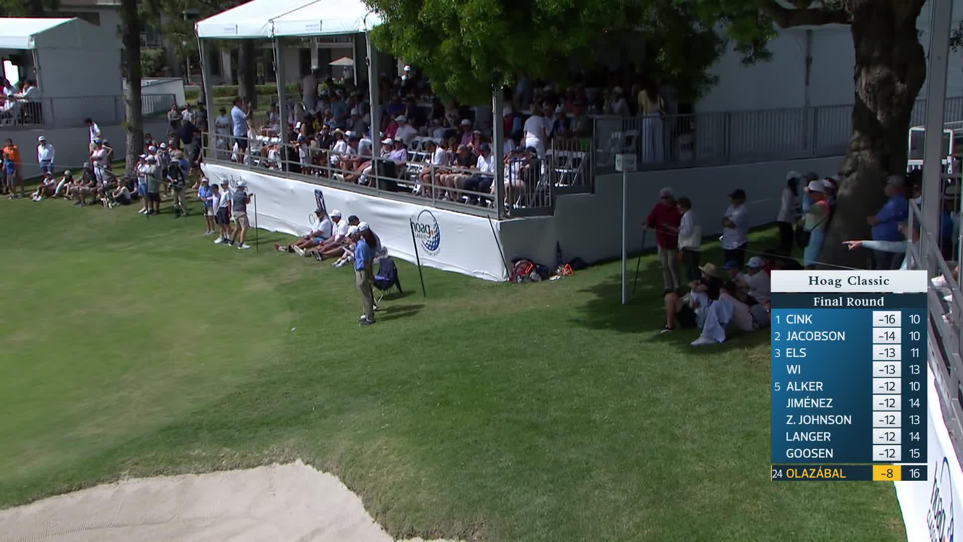 José María Olazábal makes birdie on No. 17 at Hoag Classic