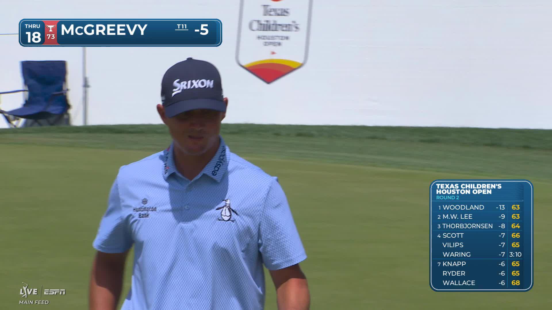 Max McGreevy sinks 13-foot birdie putt on No. 18 at Texas Children's