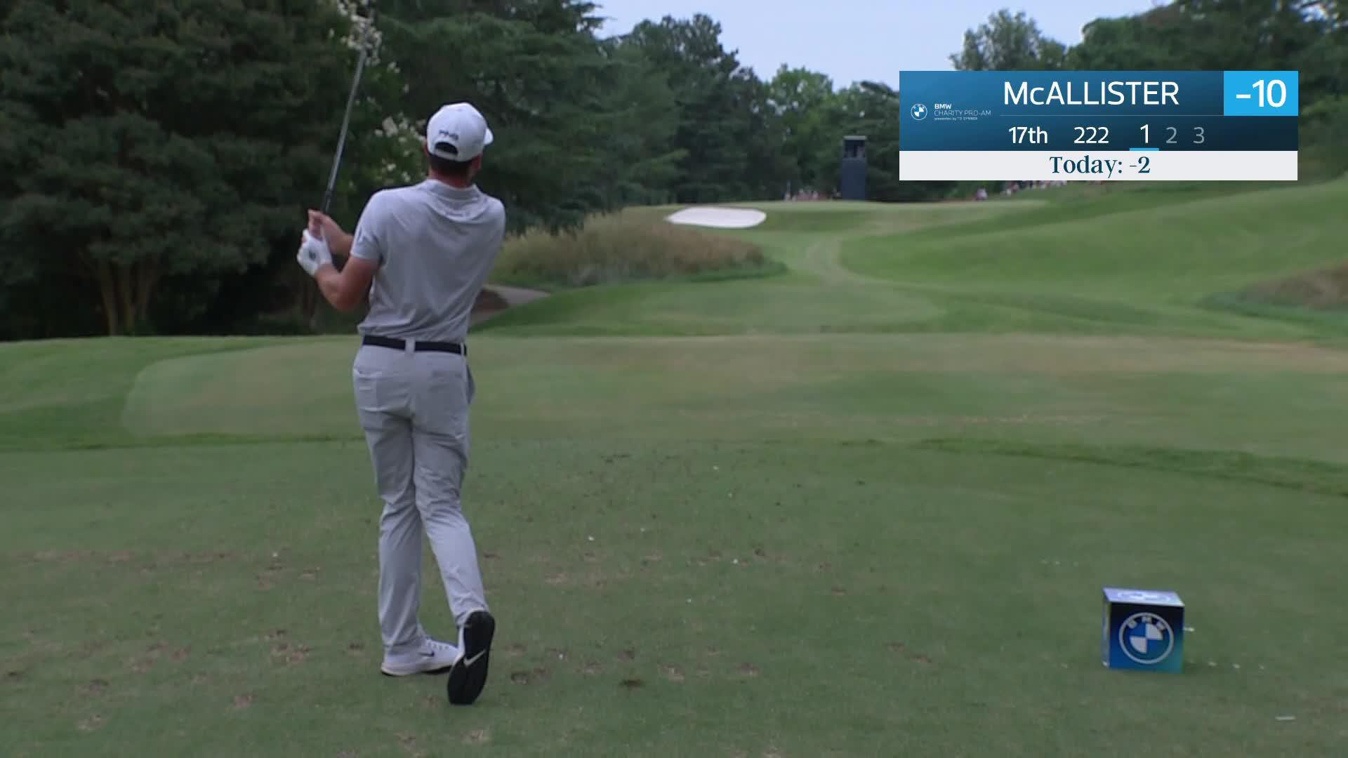 Logan McAllister makes birdie on No. 17 at BMW Charity Pro-Am