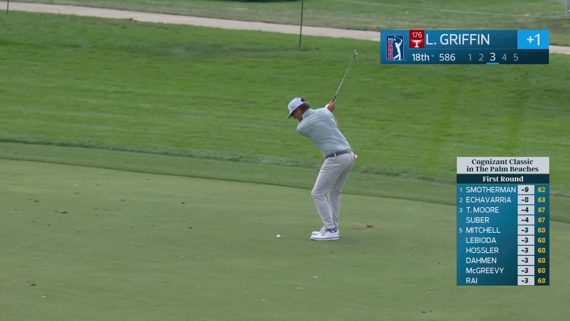 Lanto Griffin hits 101-yard approach to 3 feet, sets up birdie on 18 at Cognizant Classic