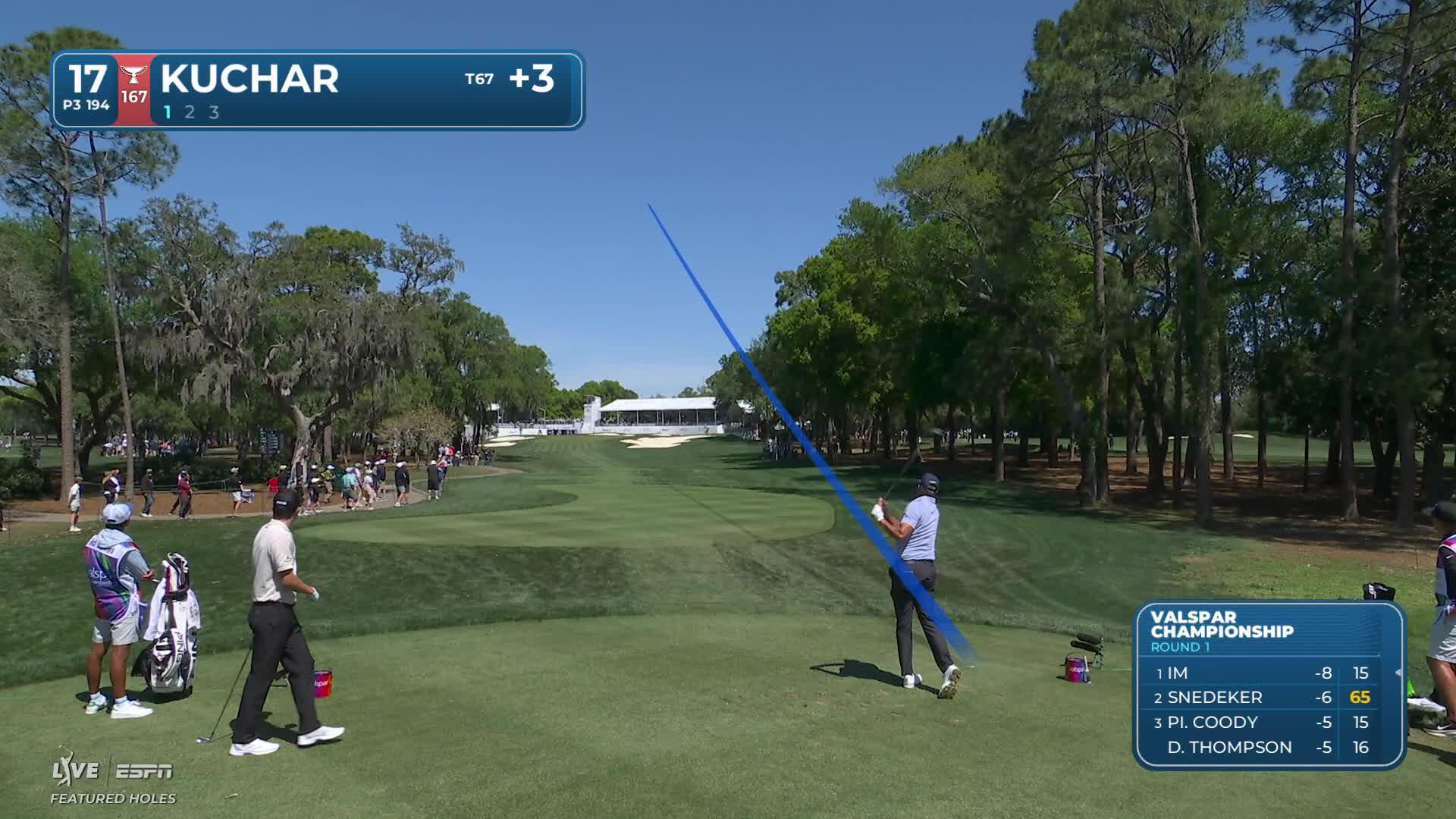 Matt Kuchar hits 196-yard tee shot to 5 feet, sets up birdie on No. 17 at Valspar