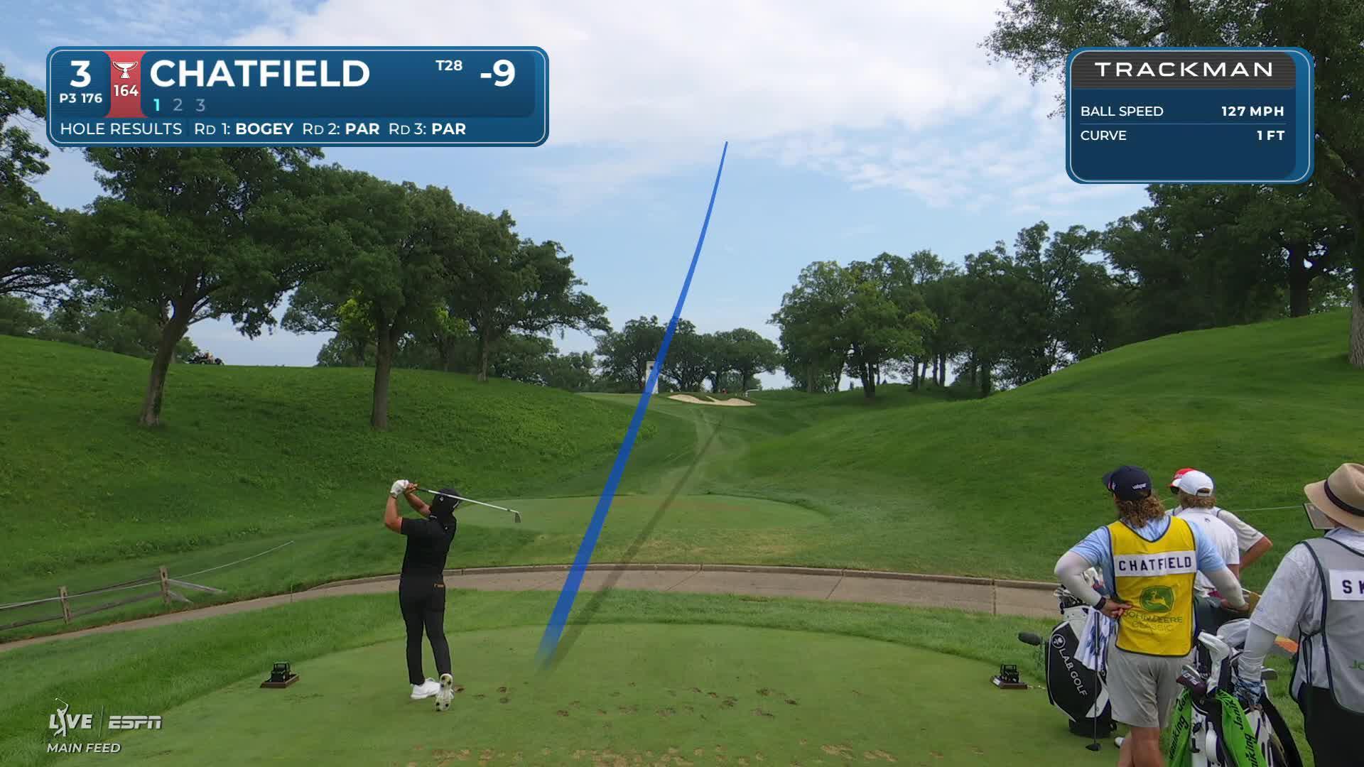 Davis Chatfield hits tee shot to 7 feet, sets up birdie on No. 3 at John Deere