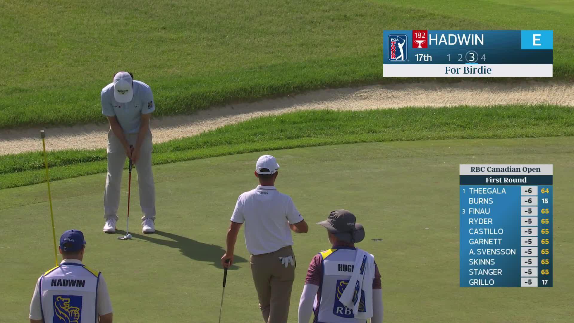 Adam Hadwin sinks 7-foot putt for birdie on No. 17 at RBC Canadian