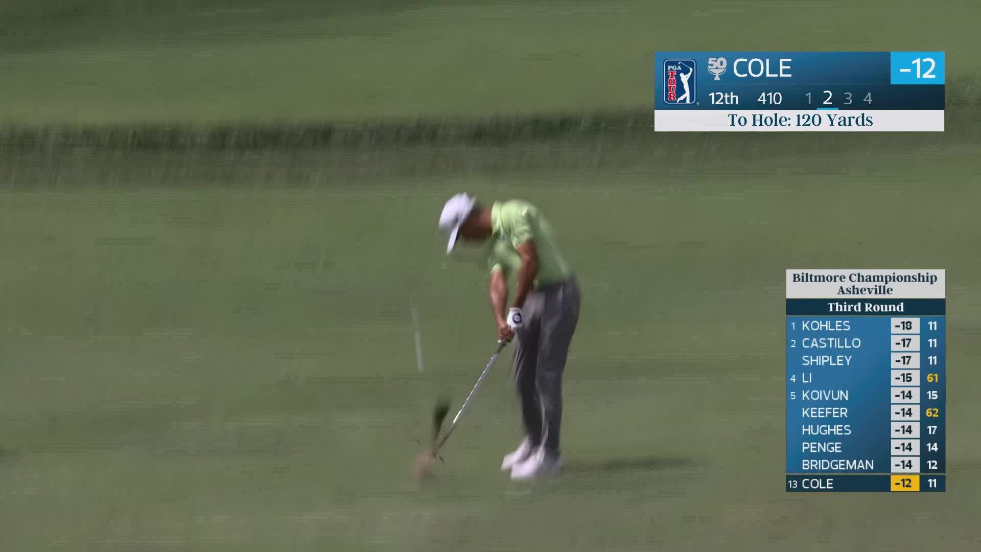Eric Cole's 120-yard approach sets up birdie on No. 12 at Biltmore Championship