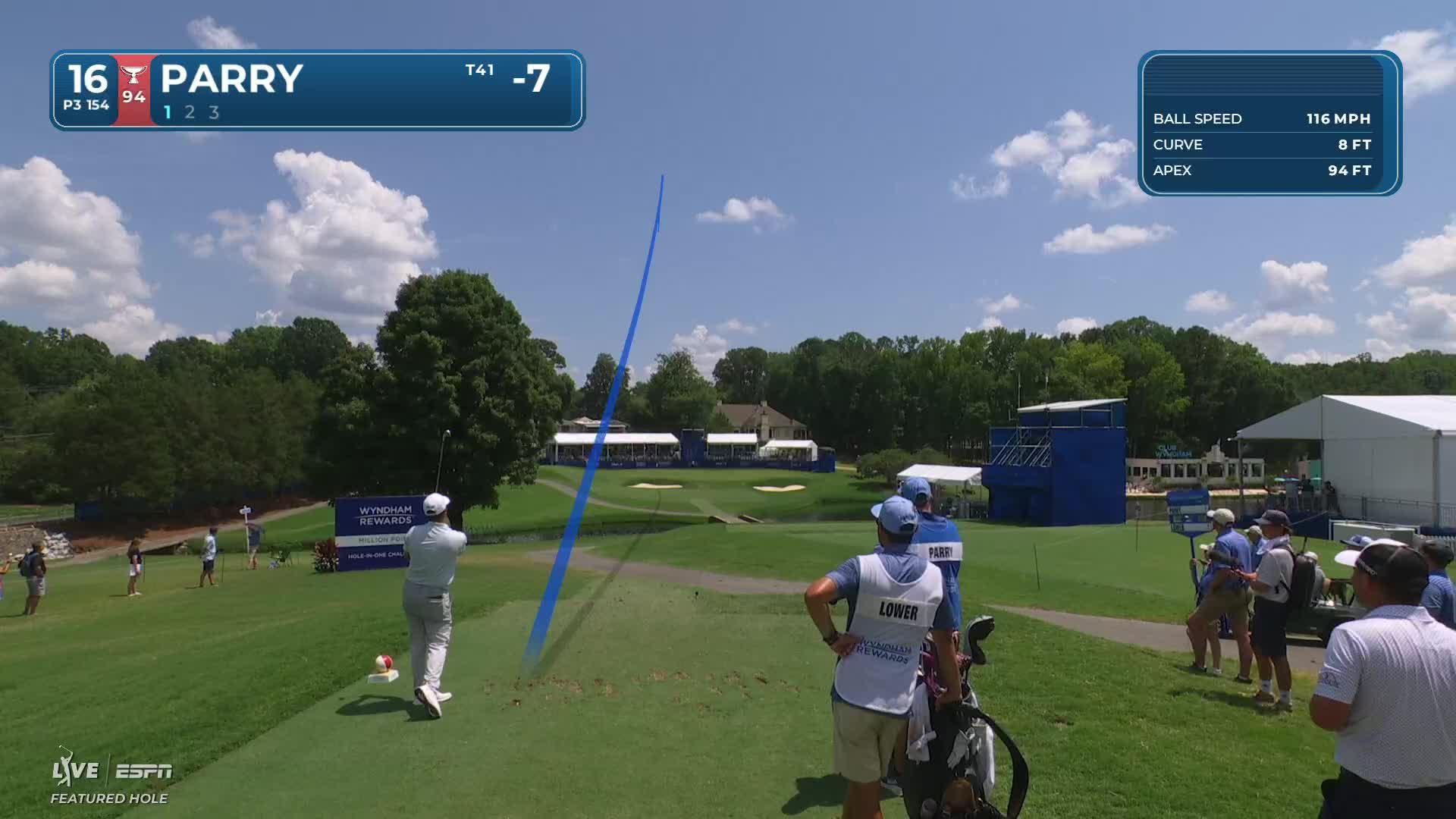 John Parry hits tee shot to 14 feet, sets up birdie on No. 16 at Wyndham