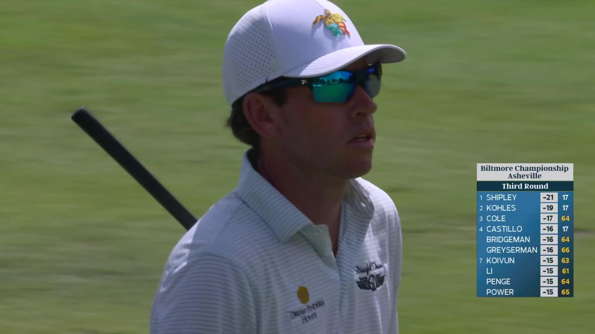Ben Kohles gets up-and-down from 132 yards for birdie on No. 18 at Biltmore Championship
