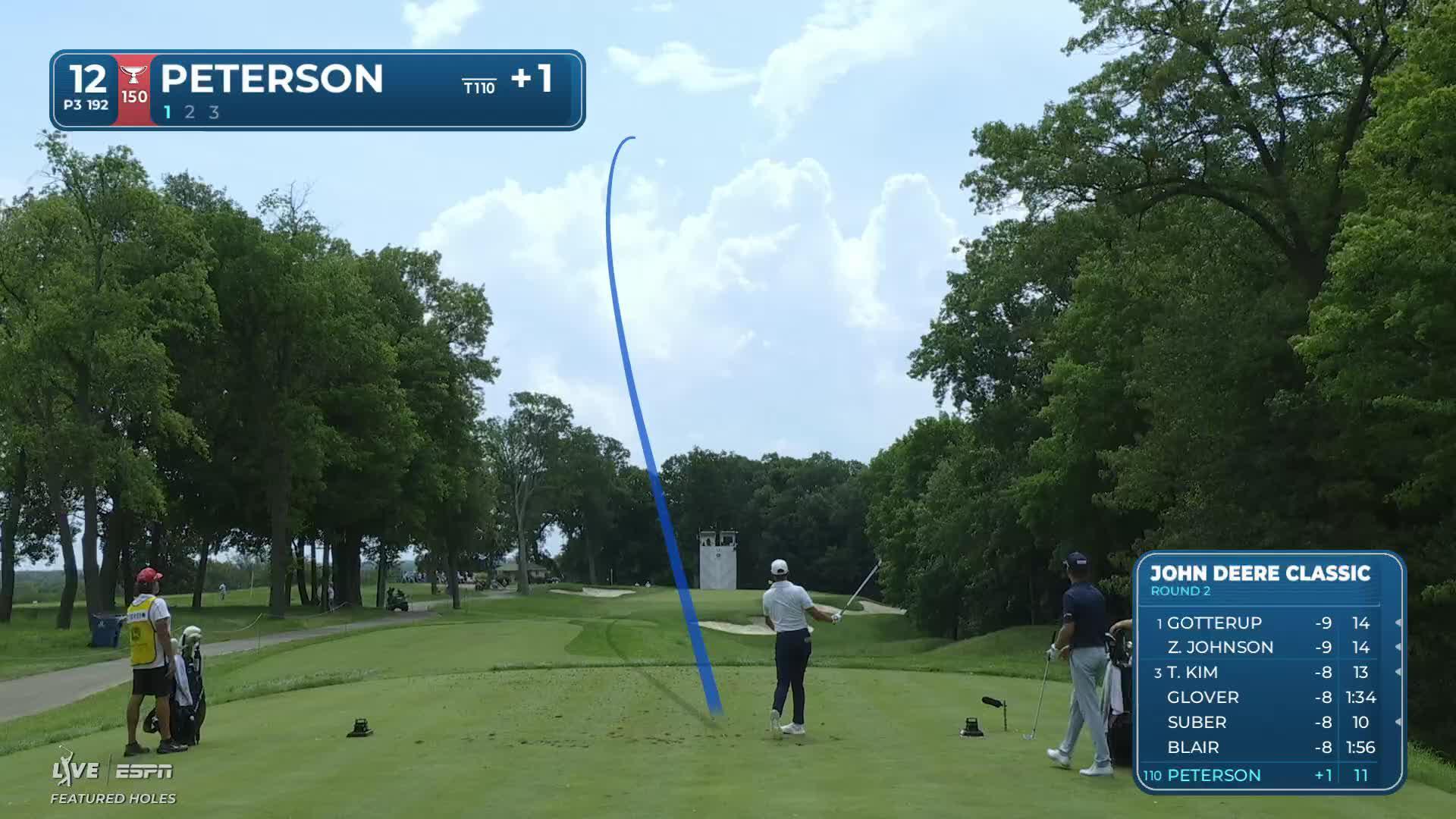Paul Peterson hits tee shot to 11 feet, sets up birdie on No. 12 at John Deere