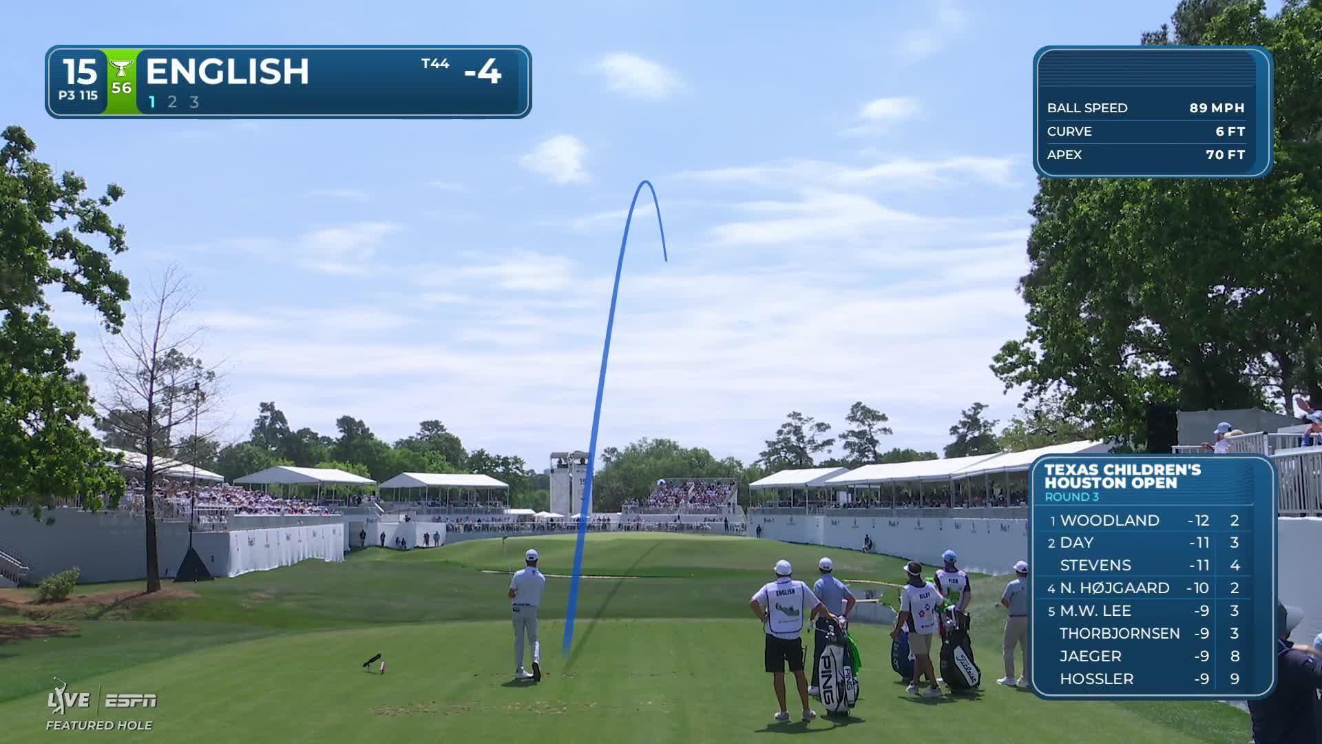 Harris English sinks 27-foot birdie putt on No. 15 at Texas Children's