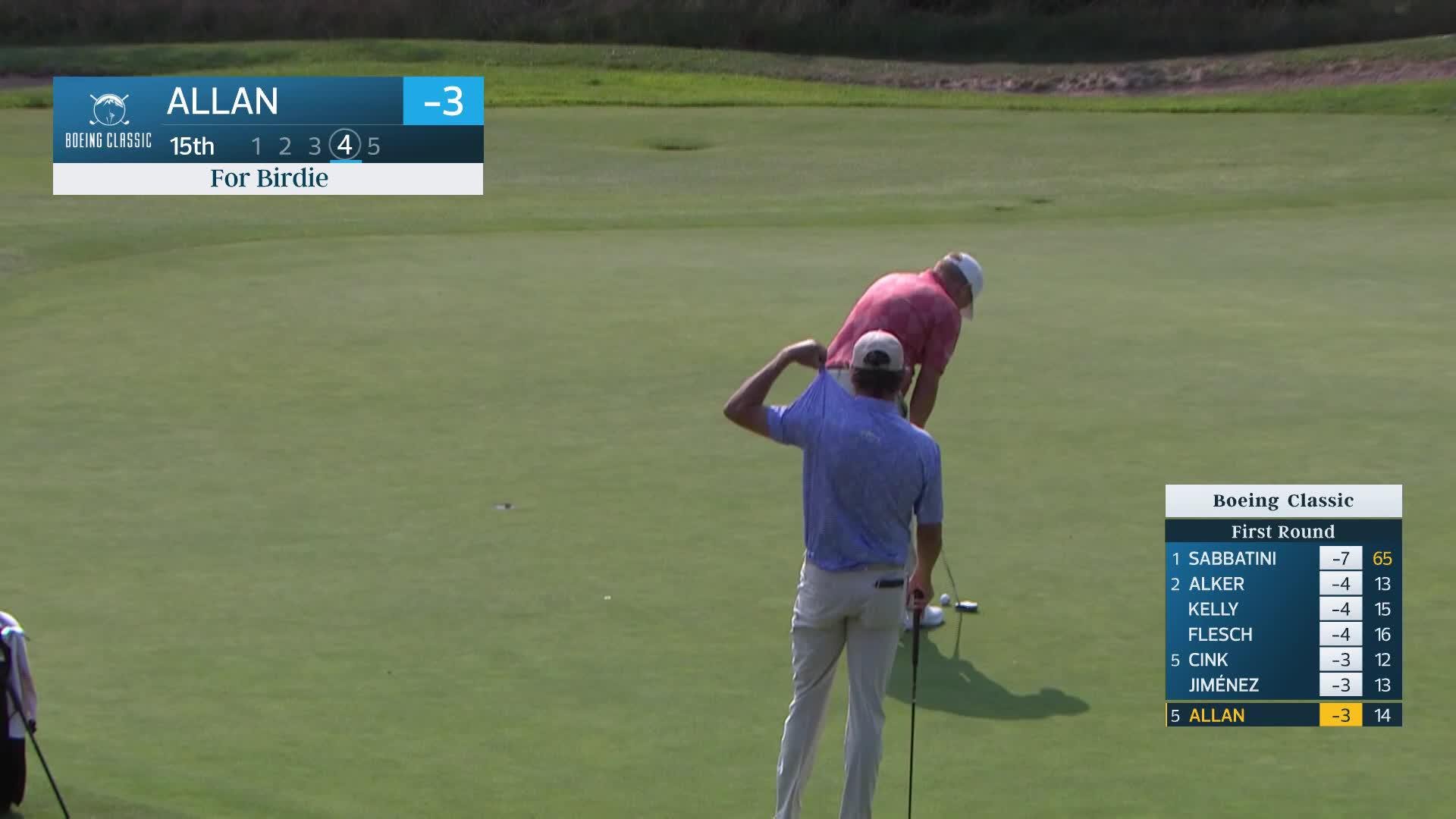 Steve Allan makes birdie on No. 15 at Boeing Classic